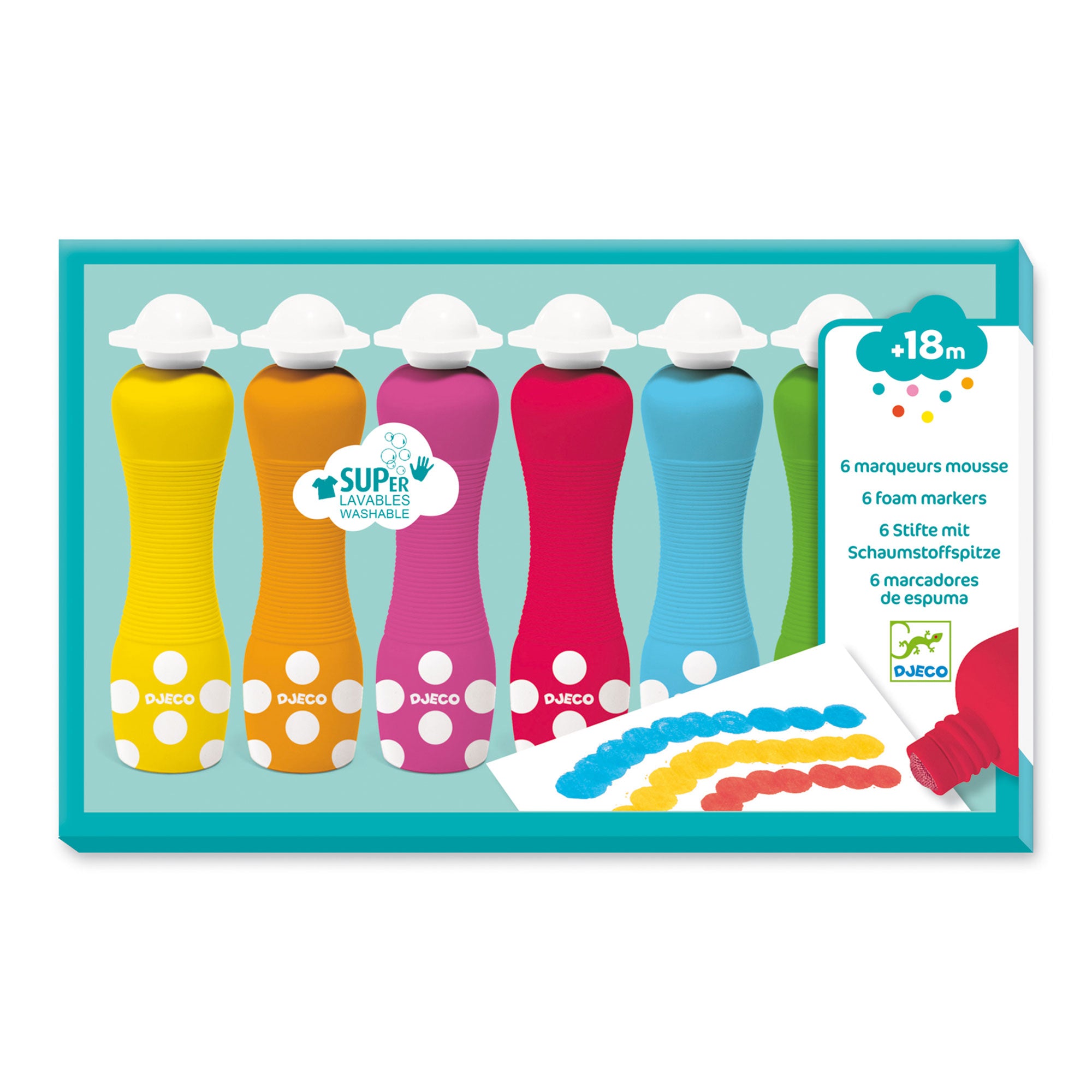 6-Pack Vibrant Foam Markers for Little Learners