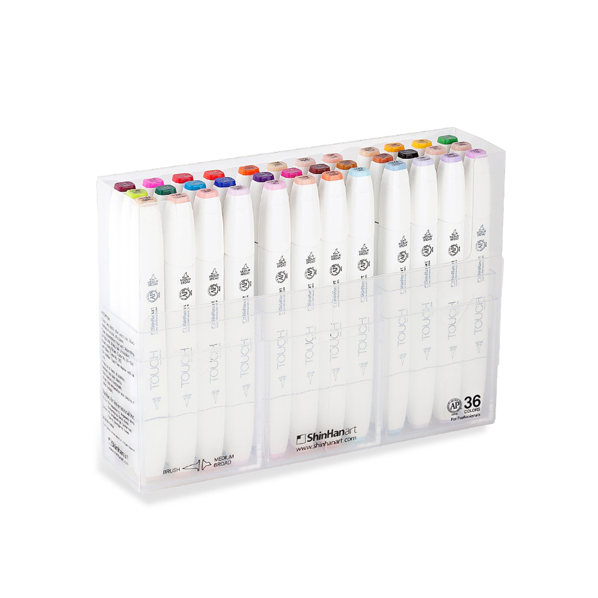 36-Piece Touch Twin Brush Marker Set - Essential Basic Colors