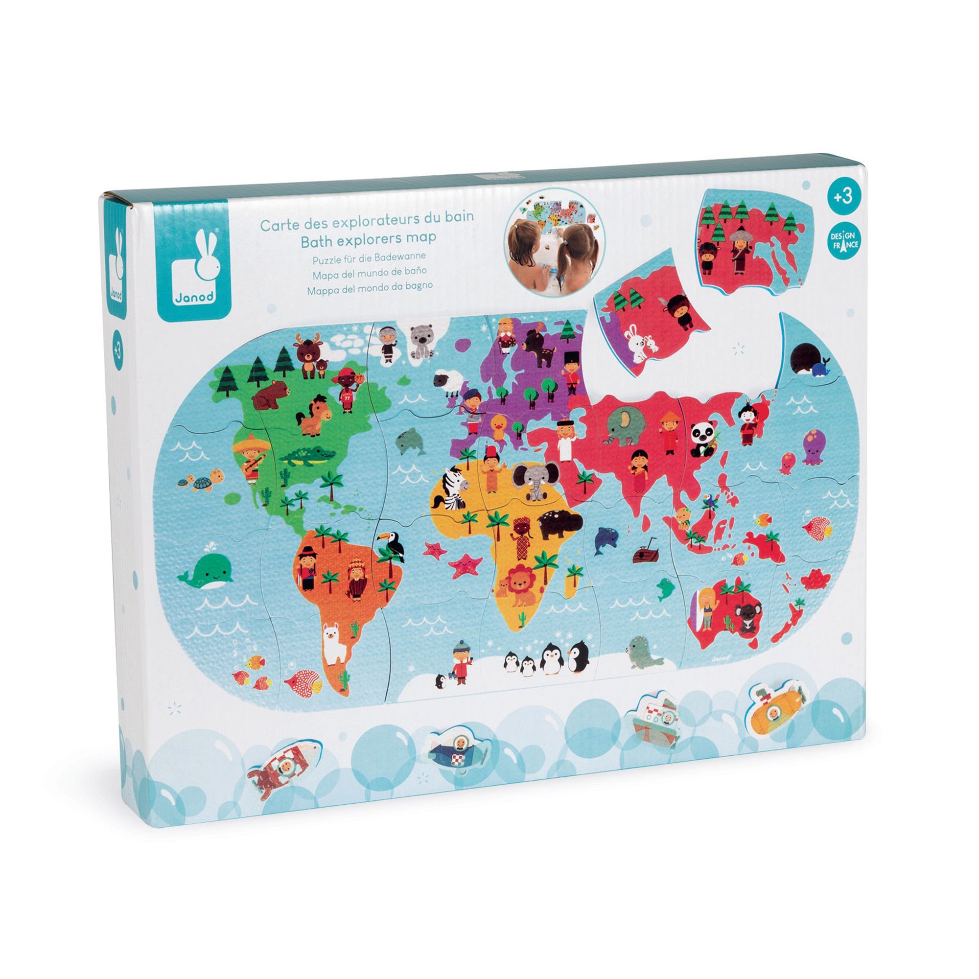 Magical 28-Piece Explorers Map Bath Puzzle