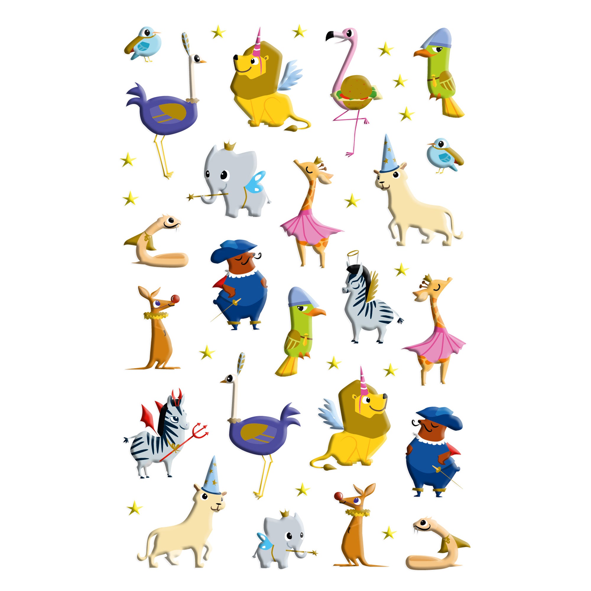 37-Piece Puffy Zoo Party Stickers - Unleash Your Creativity!