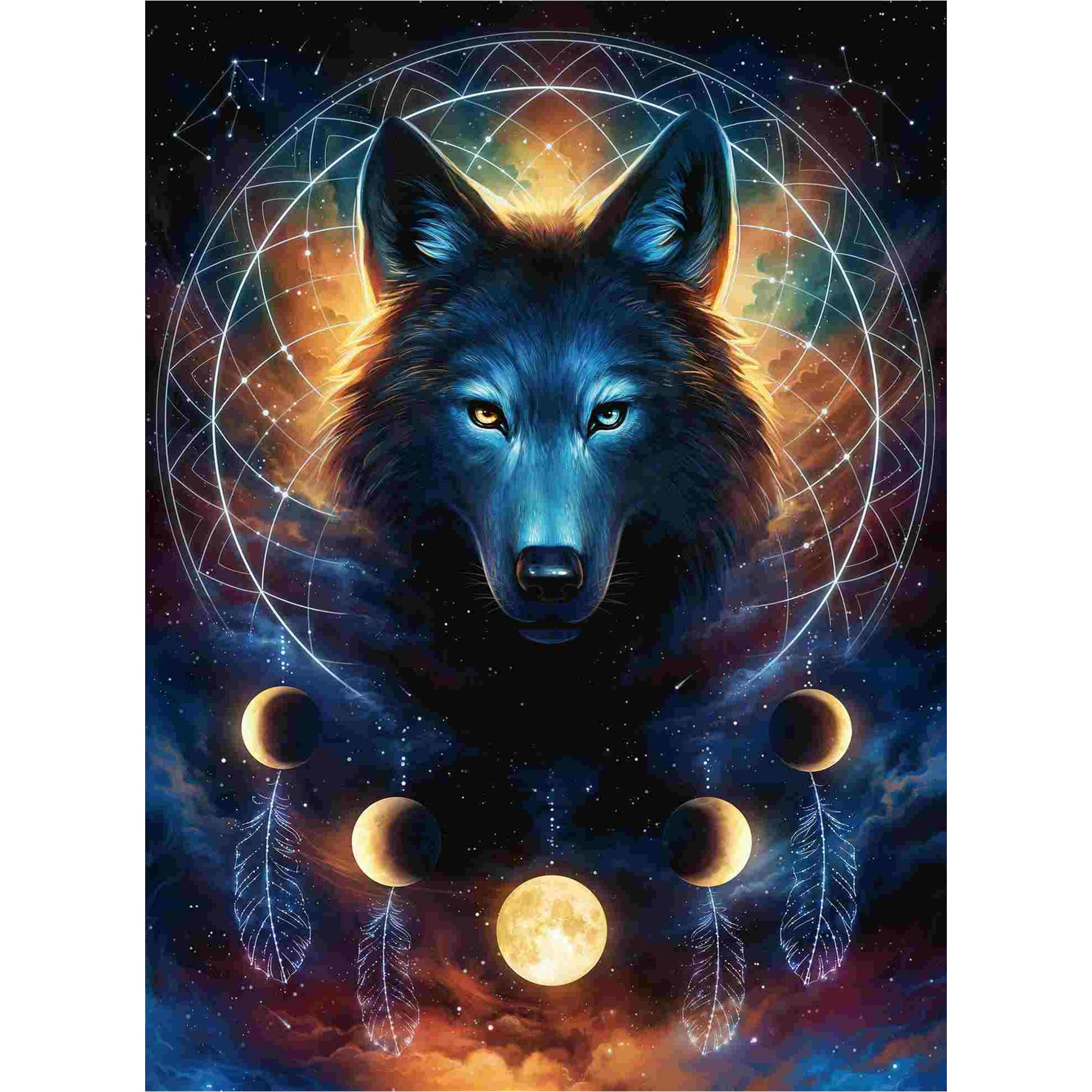 Adult Glow-in-the-Dark Lunar Wolf Puzzle - 500 Pieces