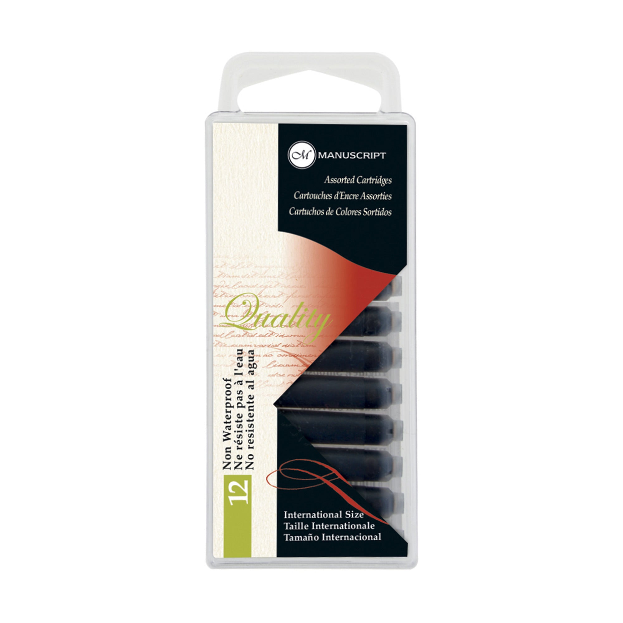 12-Pack Assorted Colors Fountain Pen Ink Cartridges