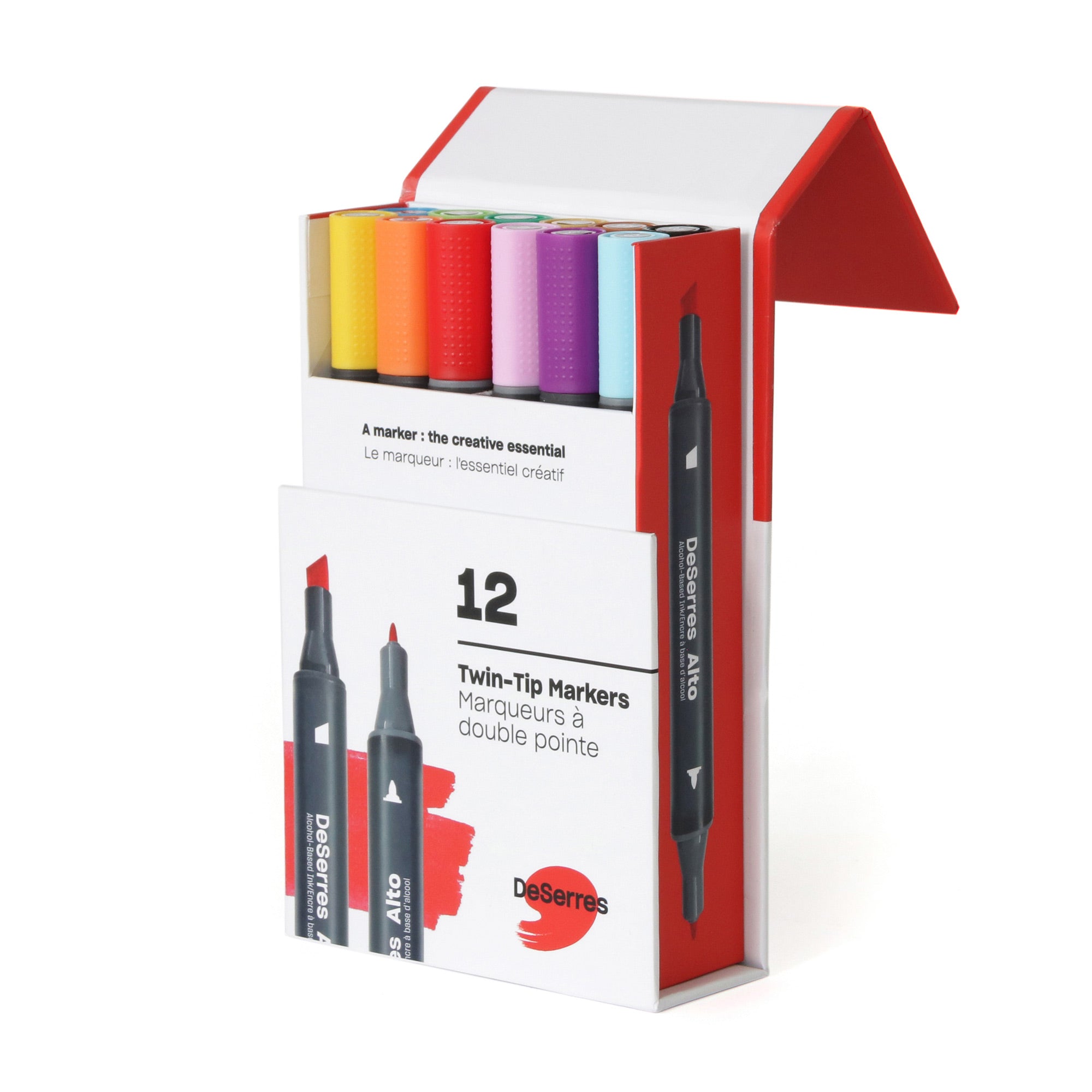 Alto 12-Pack Marker Set: Essential Colors with Chisel and Fine Tips