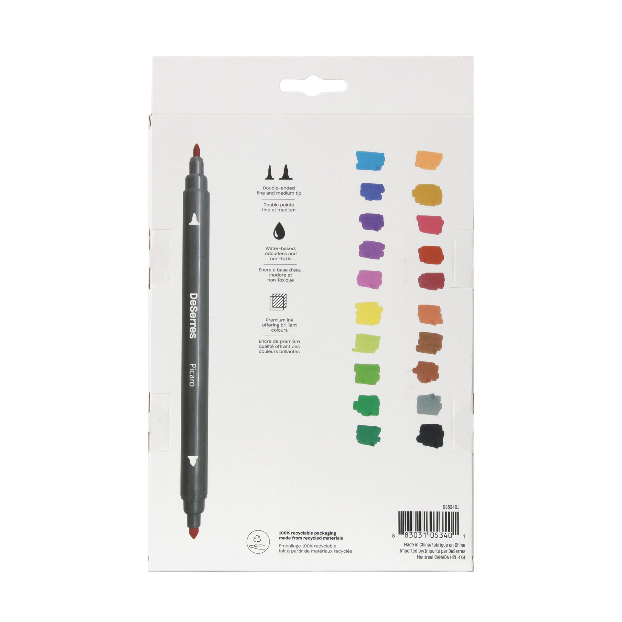 Get Your 20-Pack Picaro Double-End Markers Set in Assorted Colours - Chisel and Fine Tip Now!