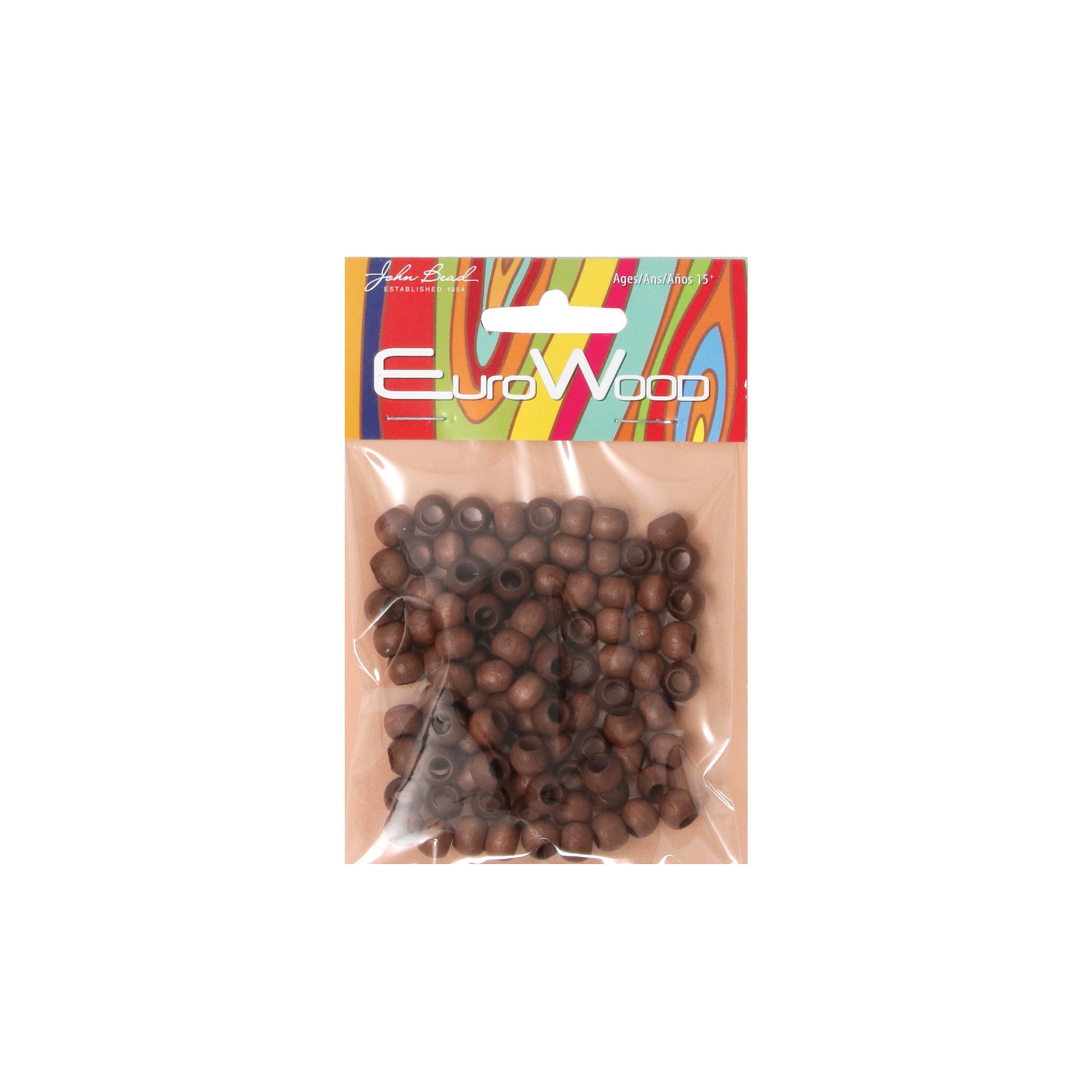 Brown 100-Pack Large-Hole Round Wooden Beads for Unique Jewelry
