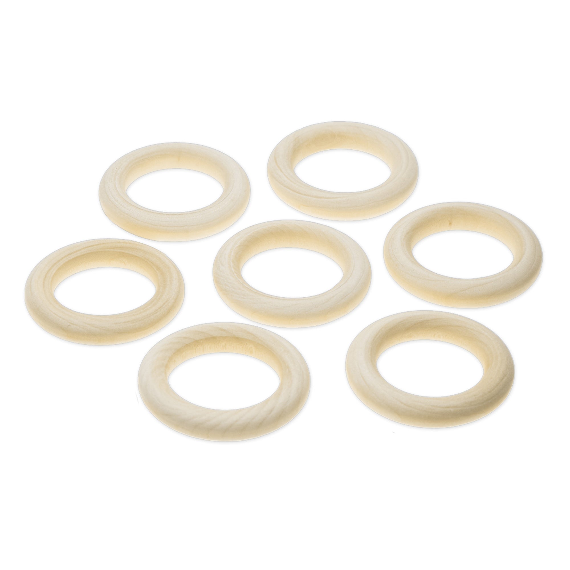 7-Piece Set of 4.5 cm Wood Rings - Ideal for DIY
