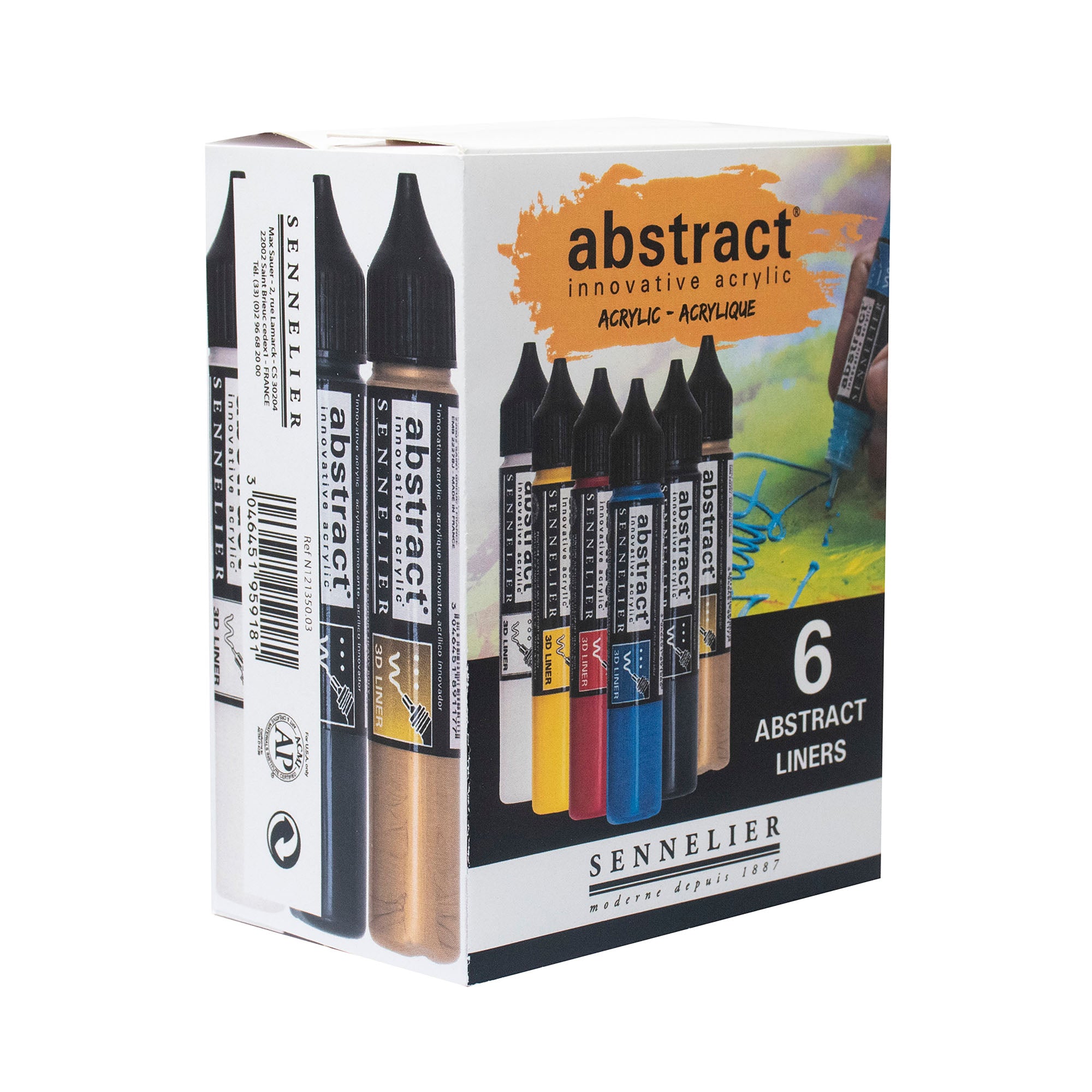 Sennelier 6-Pack Abstract Liner Acrylic Markers - A Must-Have for Artists!