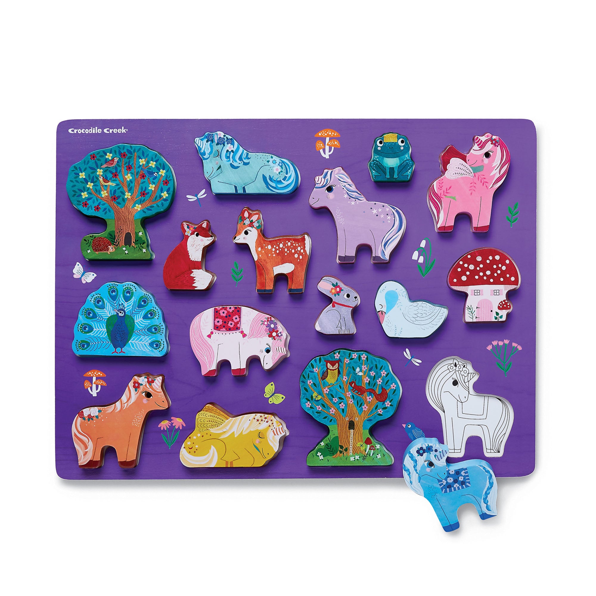 Enchanting 16-Piece Unicorn Garden Wood Puzzle