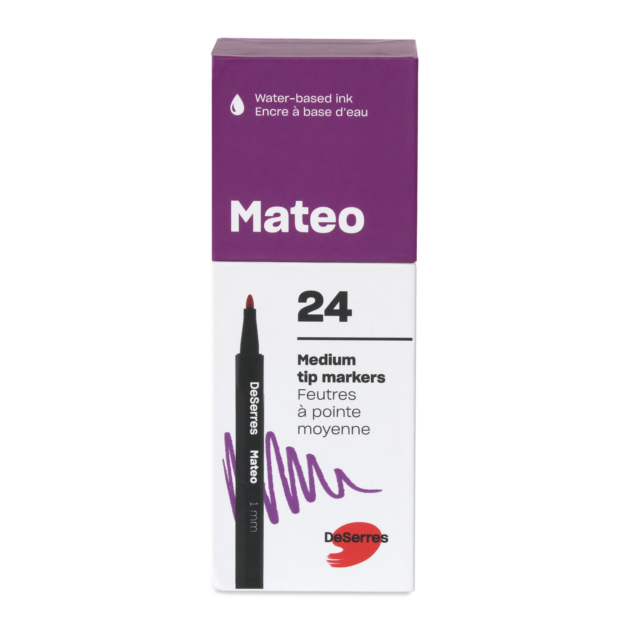 24-Pack Mateo Medium-Tip Markers Set: Assorted Colors for Creative Magic