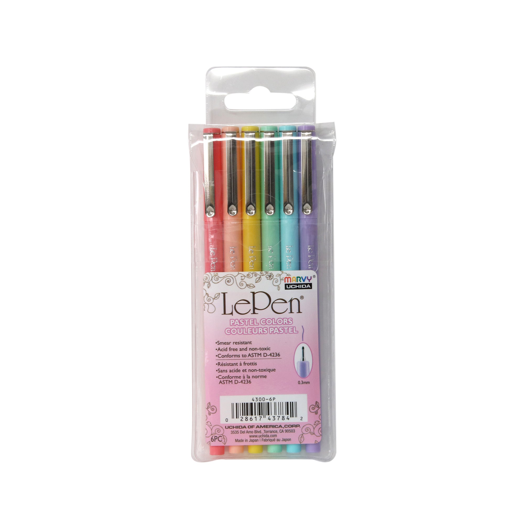 6-Pack Le Pen Fineliners in Gorgeous Pastel Colours