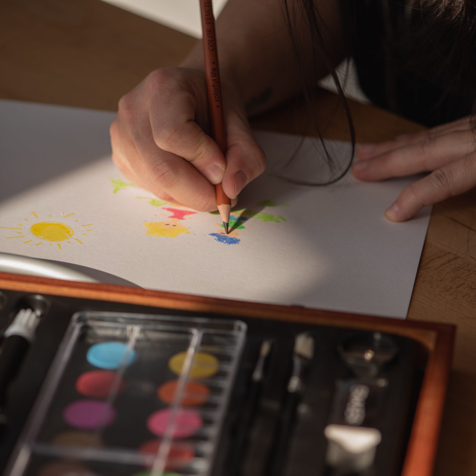 87-Piece Wooden Art Case for Young Artists