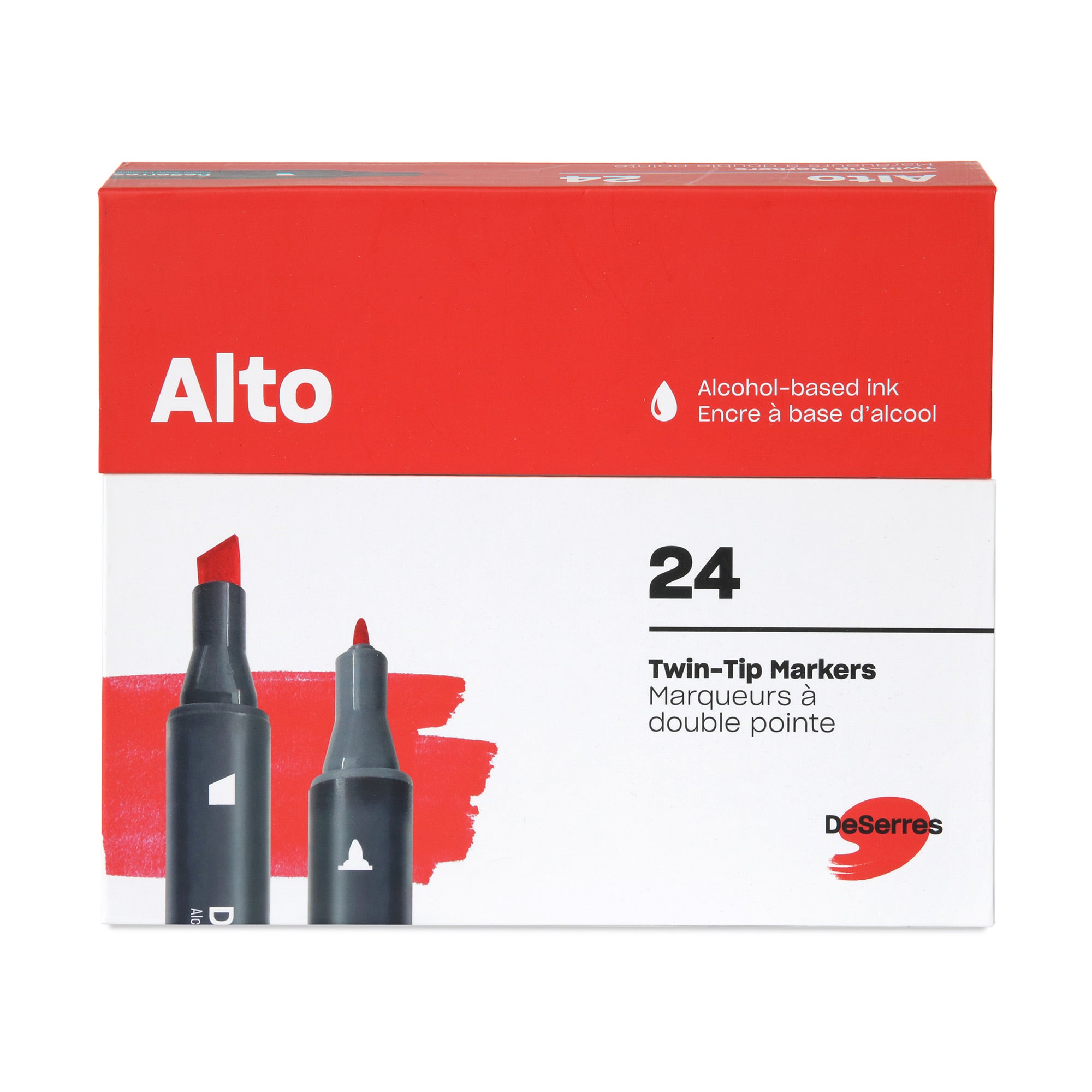 24-Pack Alto Twin-tip Marker Set: Basic Colors with Chisel and Fine Tips - Unleash Your Creativity!