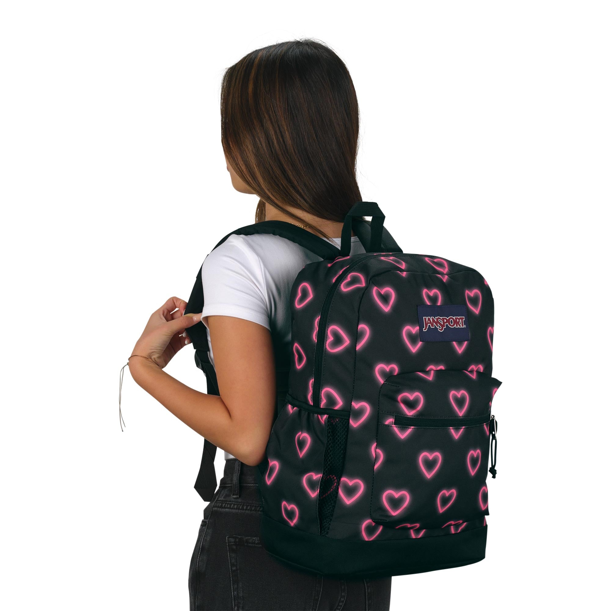 Cross Town Plus Backpack - Happy Hearts Black, 26L: Your Ultimate Tech Companion