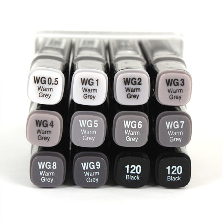12-Piece Touch Twin Marker Set in Stunning Warm Grey Hues