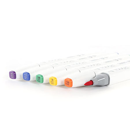 6-Piece Touch Twin Brush Marker Set - Essential Basic Colors
