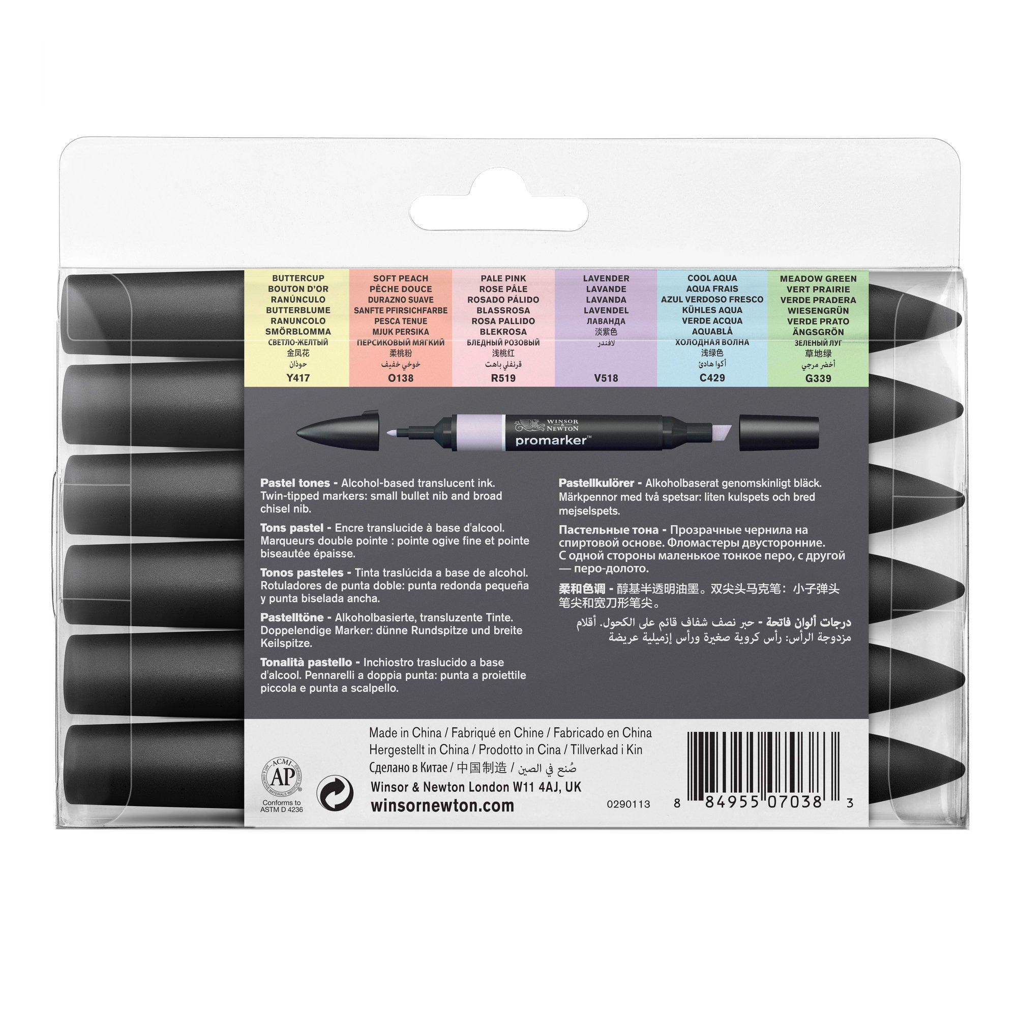 Enchanting 6-Piece Double-Tip Promarker Marker Set in Pastel Tones