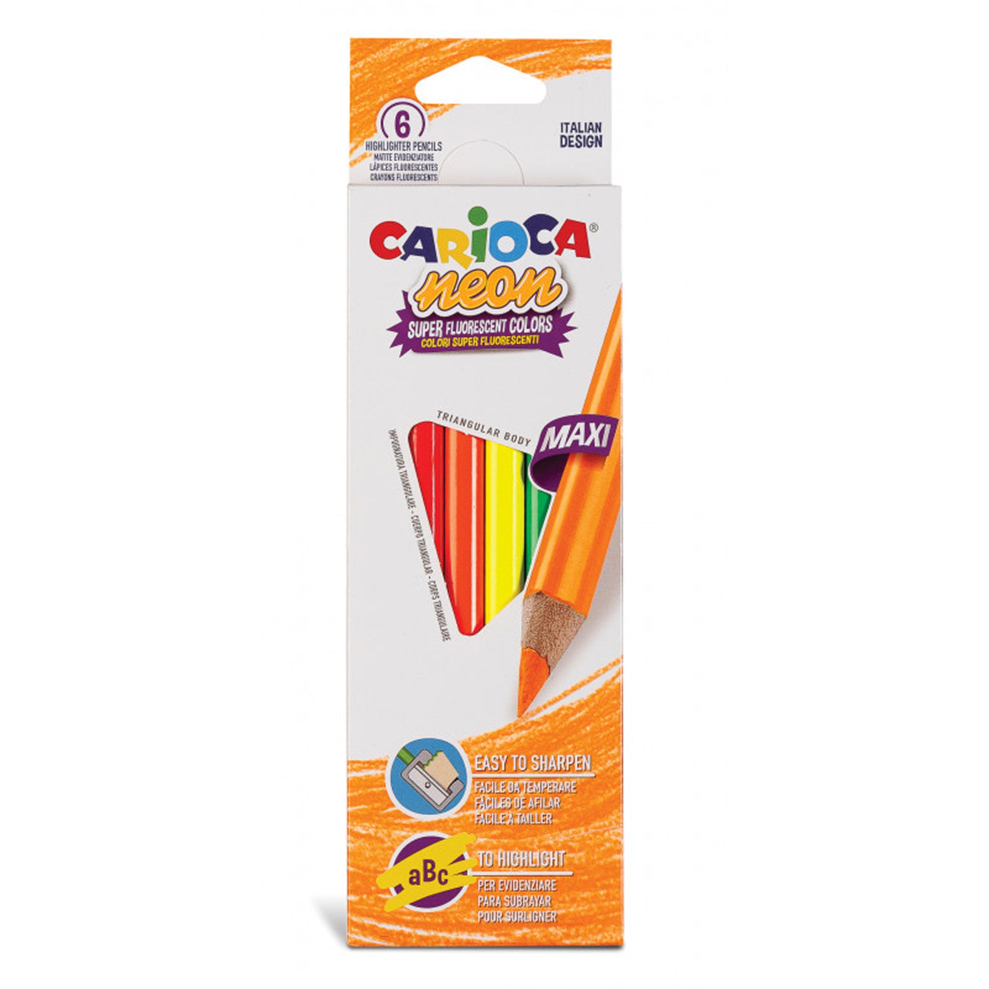 6-Pack Neon Maxi Coloured Pencils - Unleash Your Creativity!