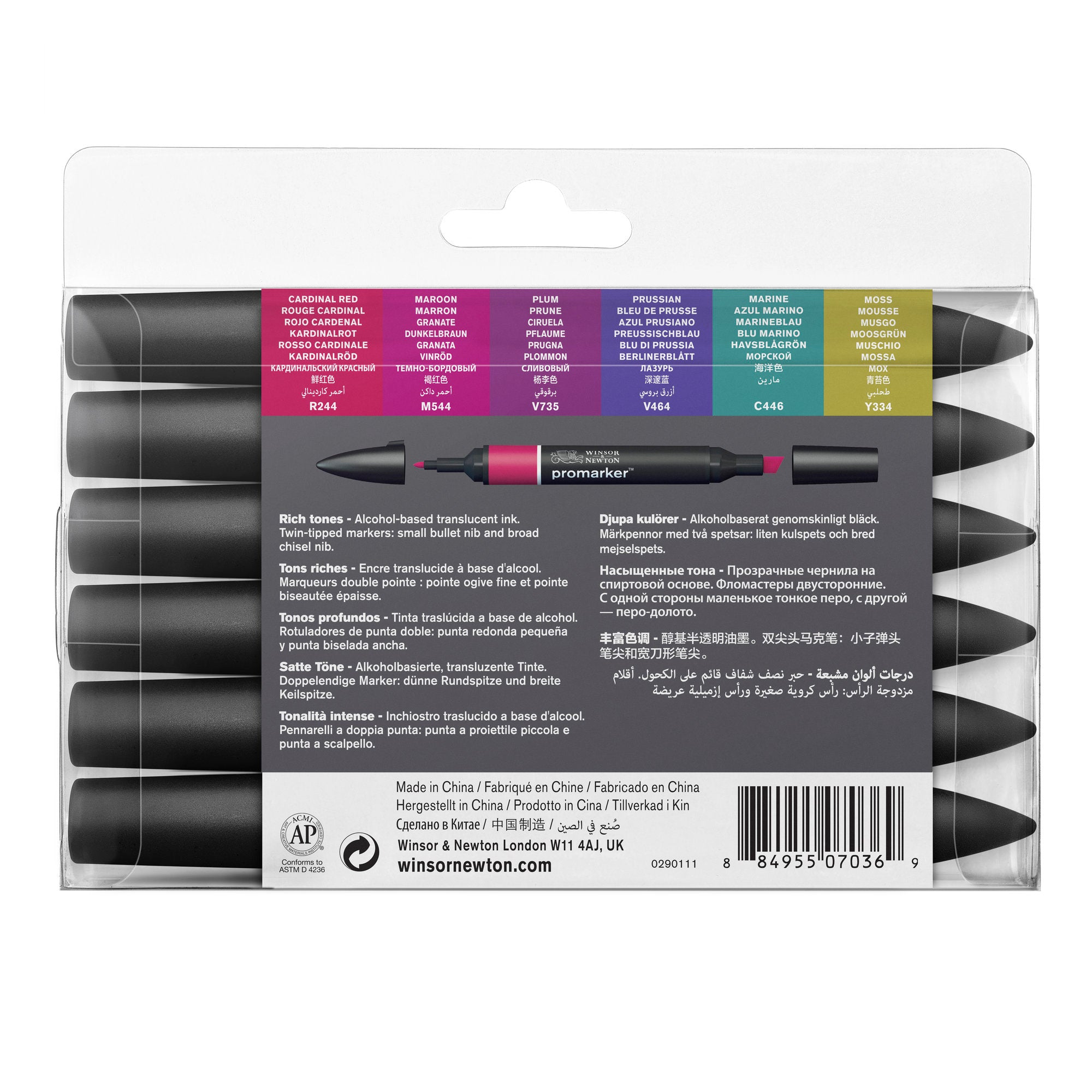 6-Piece Double-Tip Promarker Marker Set - Stunning Rich Tones