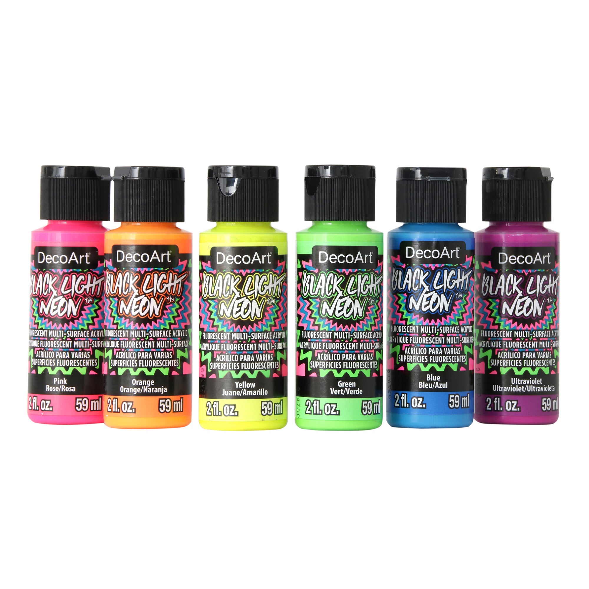 Stunning 6-Piece Black Light Neon Acrylic Paint Set