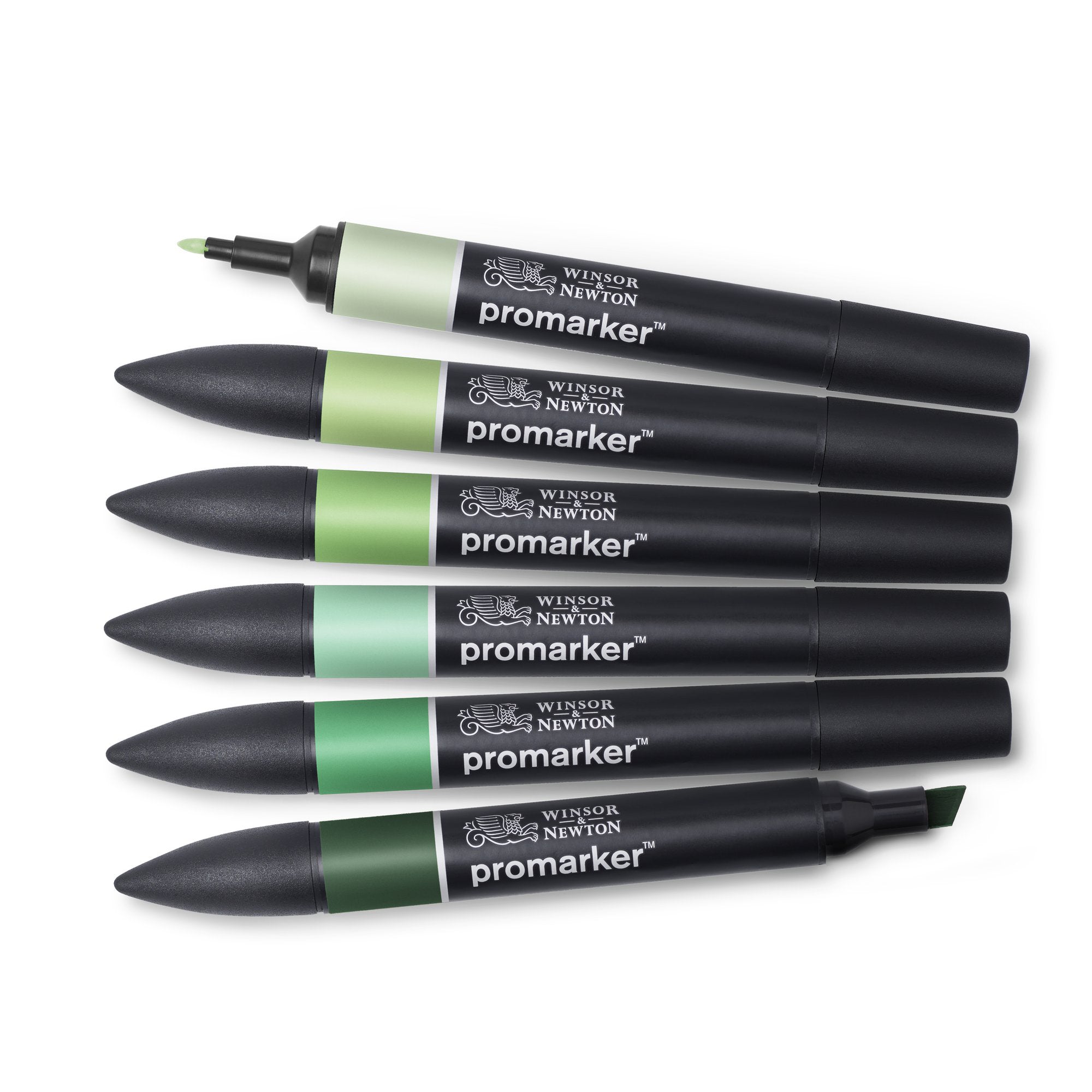 6-Piece Double-Tip Promarker Marker Set - Stunning Green Tones
