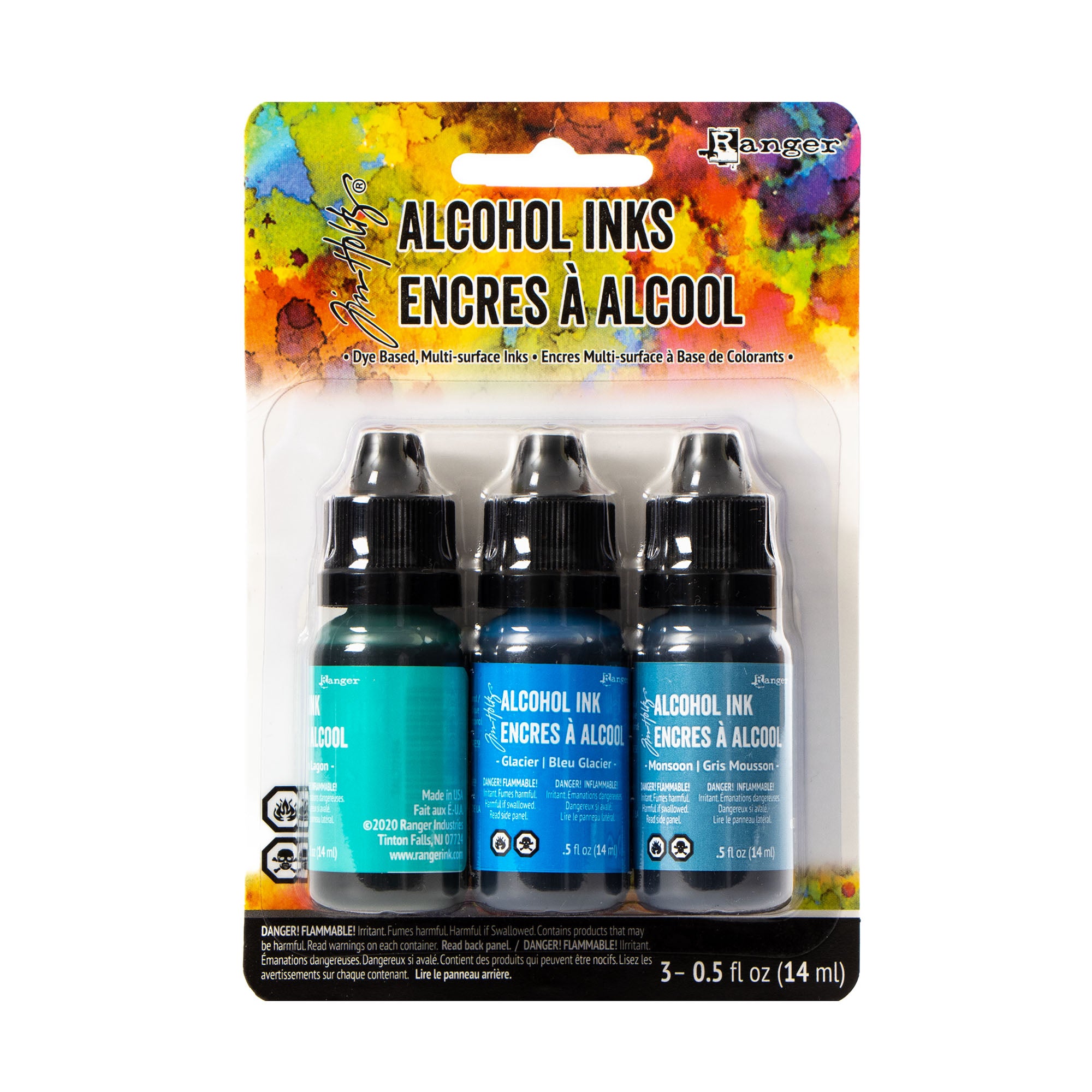 Tim Holtz 3-Pack Alcohol Inks - Stunning Teal/Blue Spectrum
