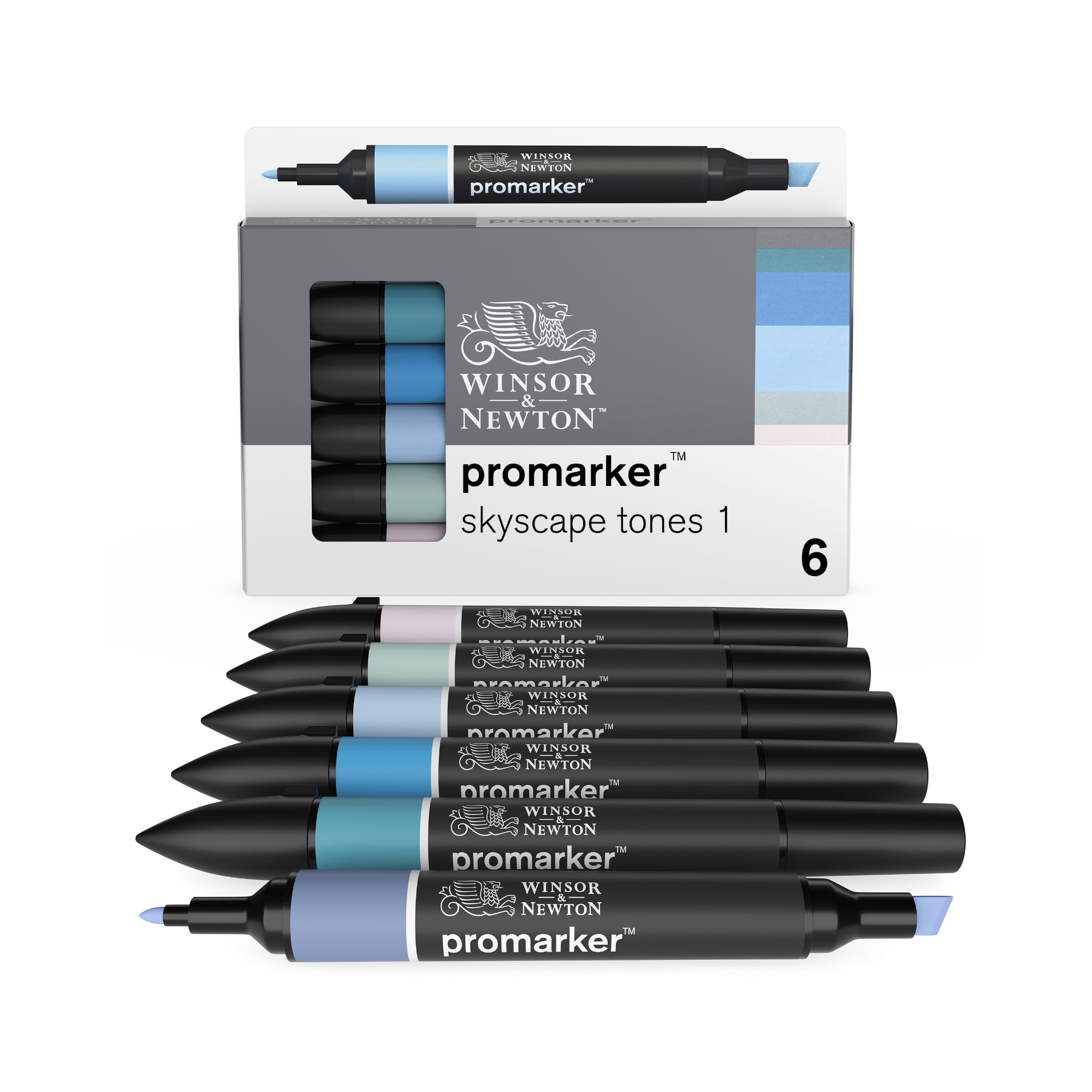 6-Piece Double-Tip Promarker Marker Set - Stunning Skyscape Tones