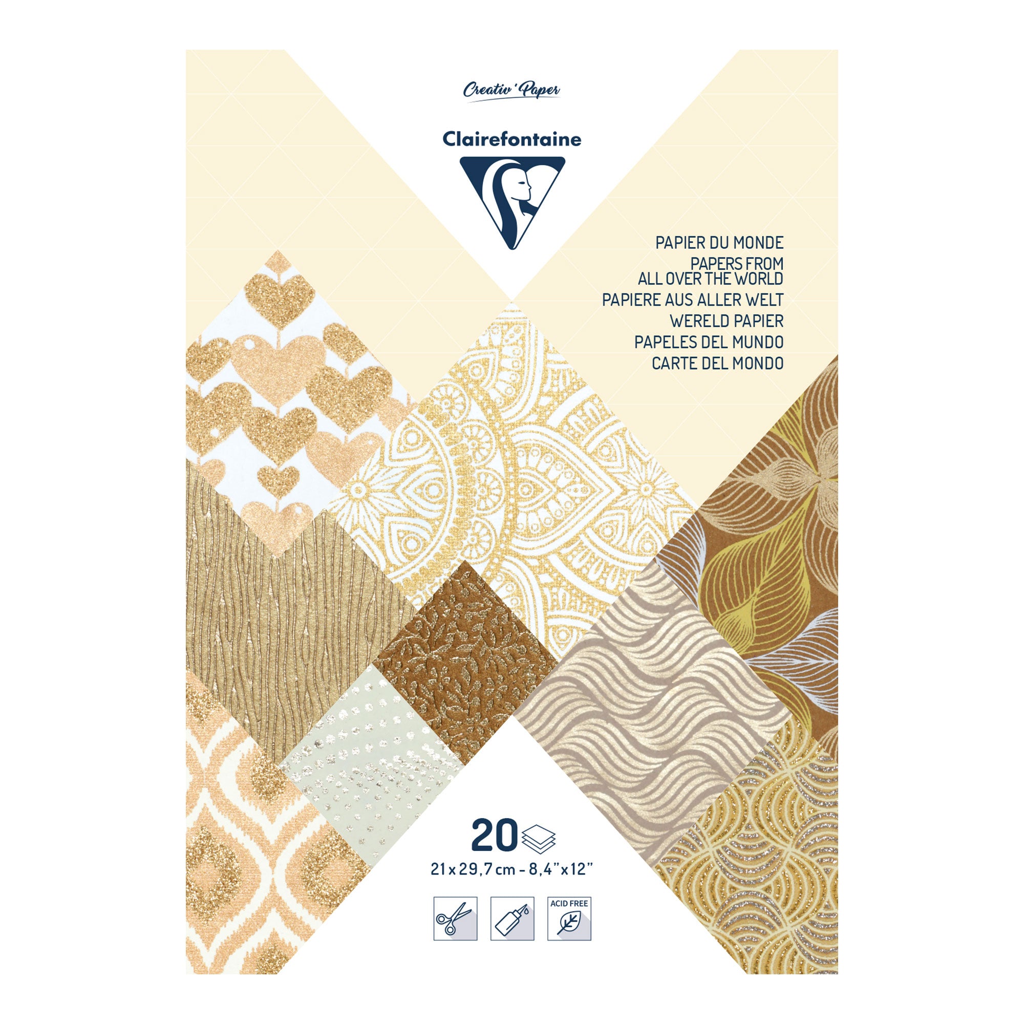 Gorgeous A4 Artisanal Paper Pack in Ivory & Brown