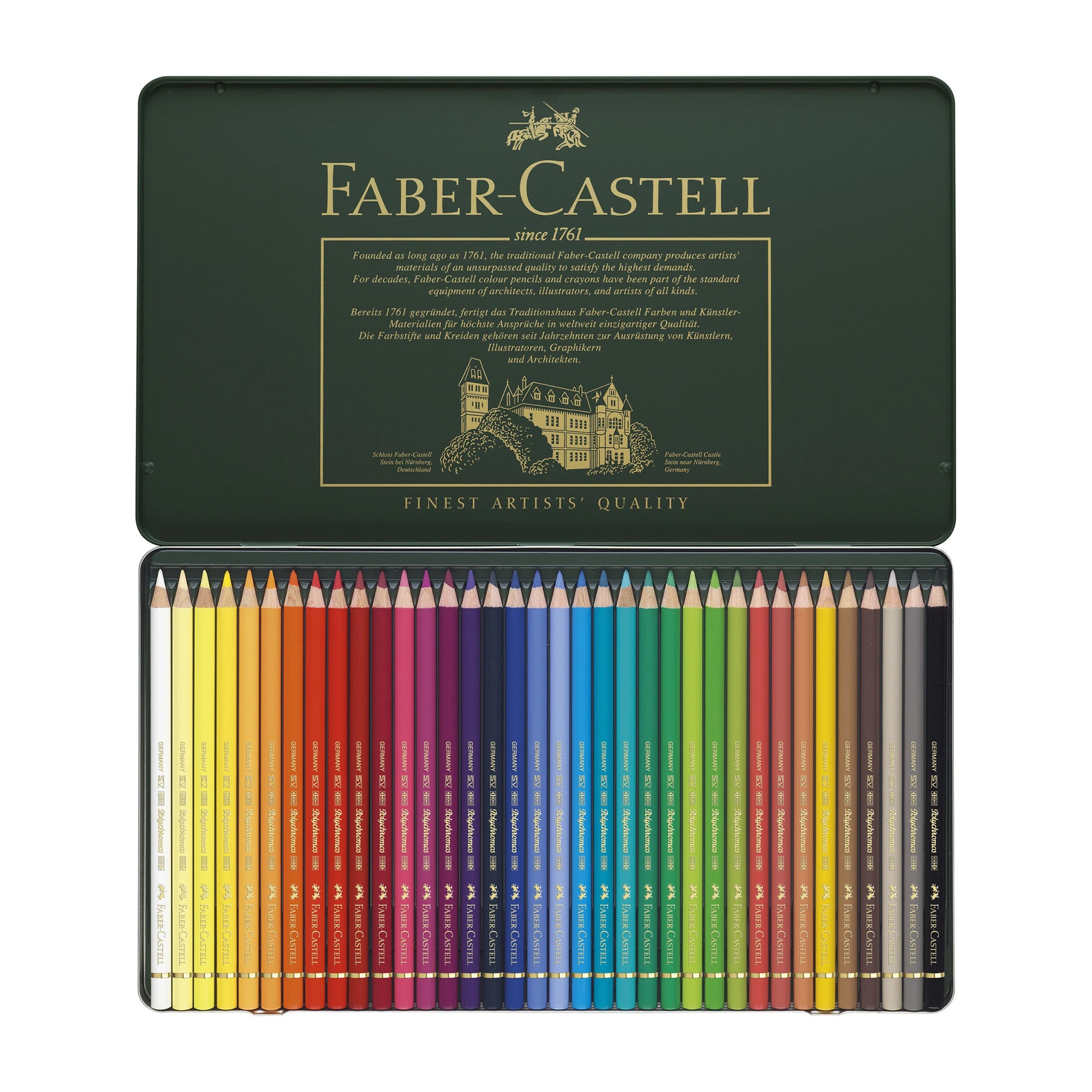 36-Piece Assorted Faber-Castell Polychromos Coloured Pencils Set