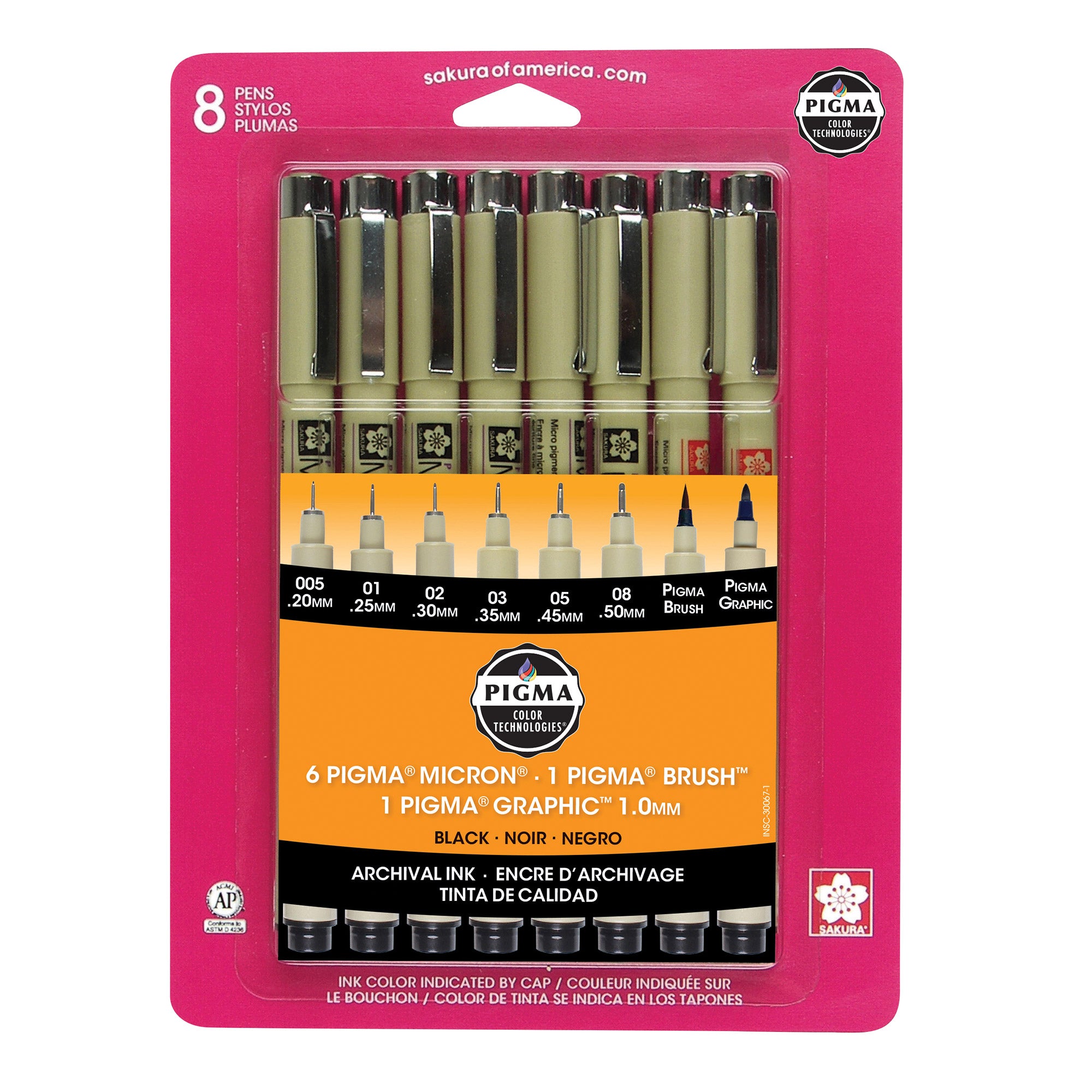 8-Pack Pigma Micron Pens - Premium Black Ink Set