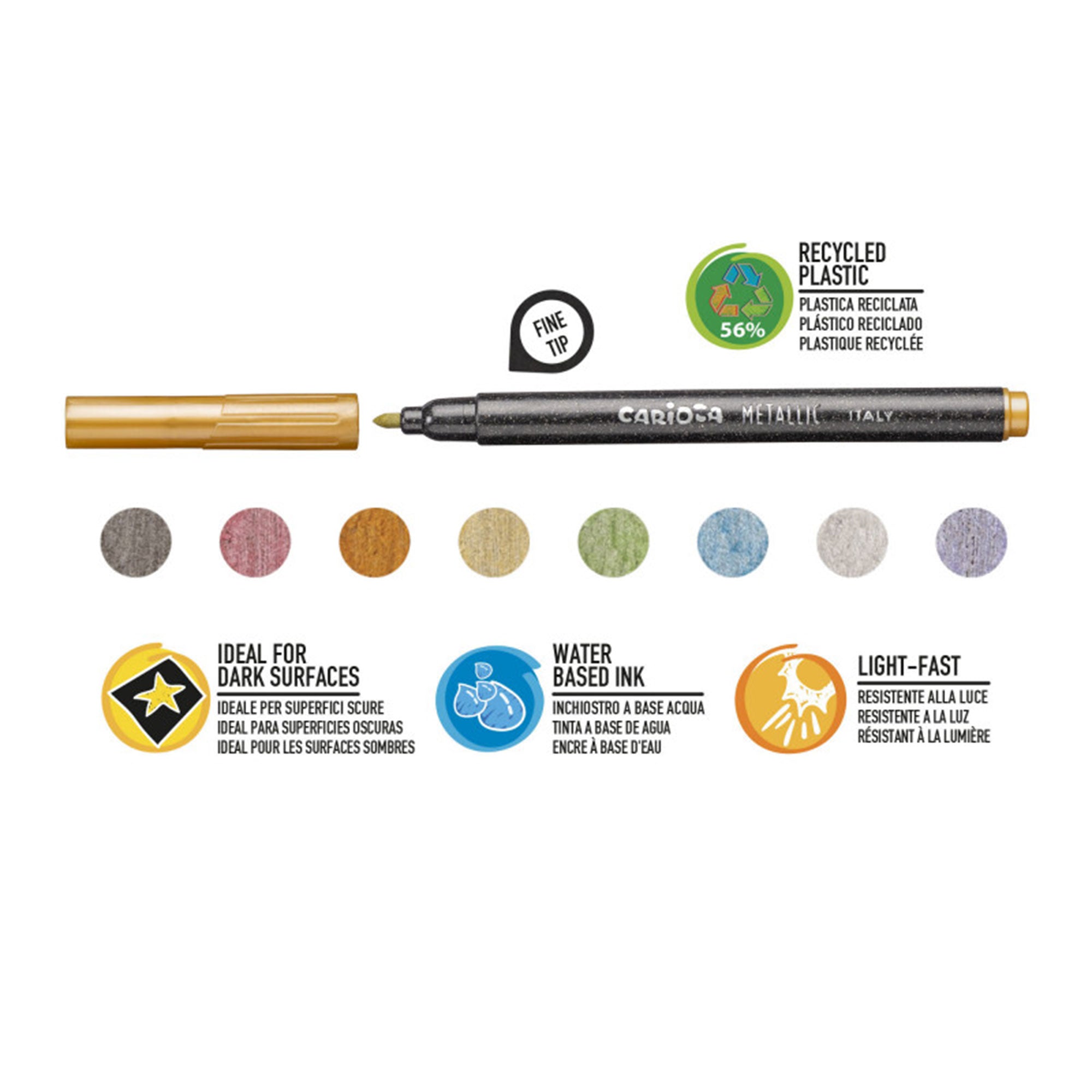 8-Pack Carioca Metallic Fine Tip Markers - Unleash Your Creativity!