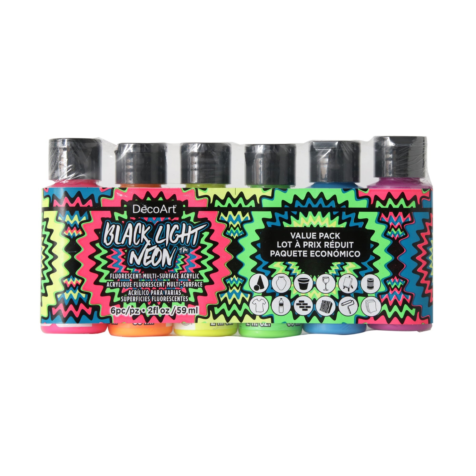 Stunning 6-Piece Black Light Neon Acrylic Paint Set