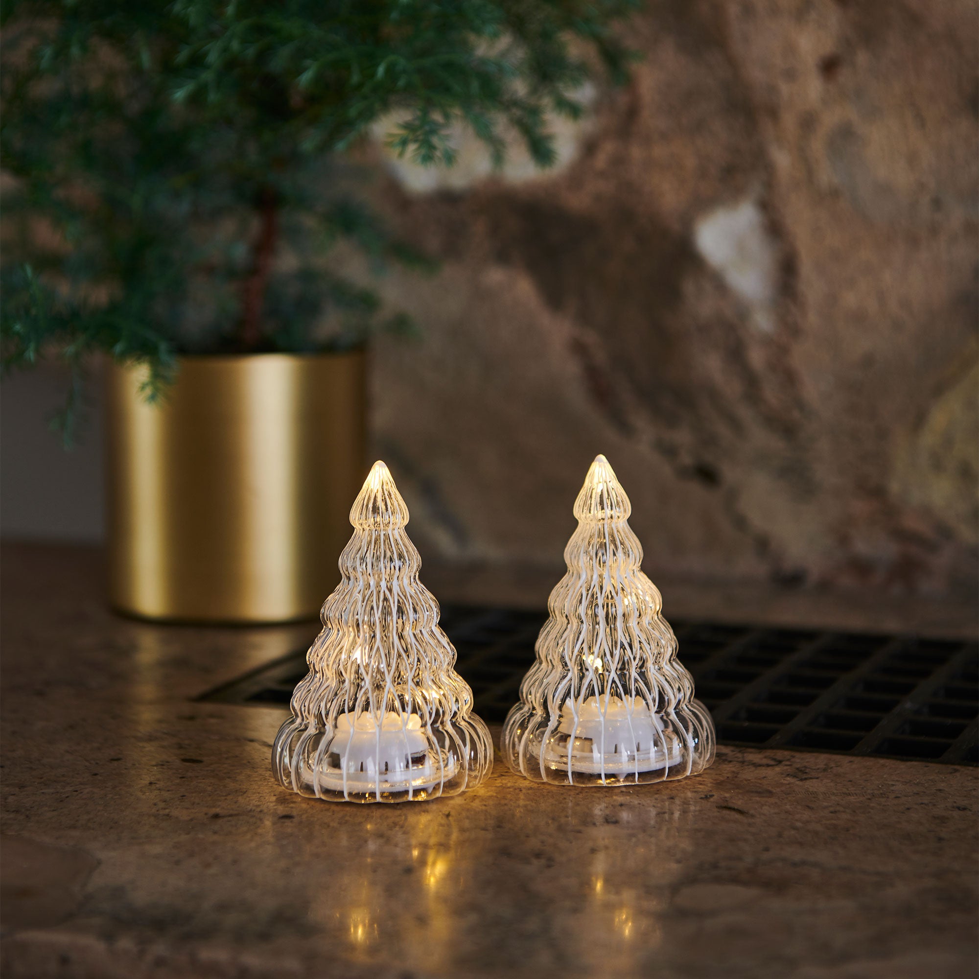 Lucy 2-Piece LED Tree Set - Clear, 9 cm - Create a Magical Holiday Atmosphere!