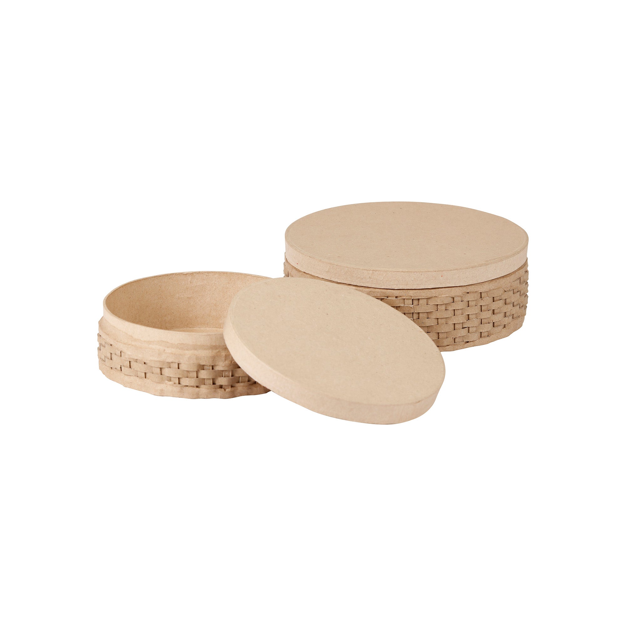 2-Pack Round Papier-Mâché Braided Baskets - Unleash Your Creativity!