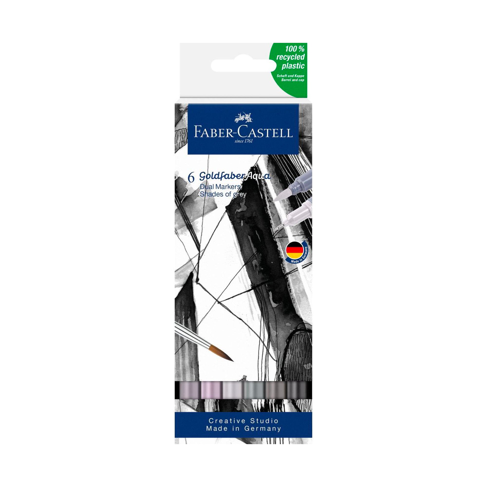 6-Pack Goldfaber Aqua Dual Markers - Stunning Shades of Grey