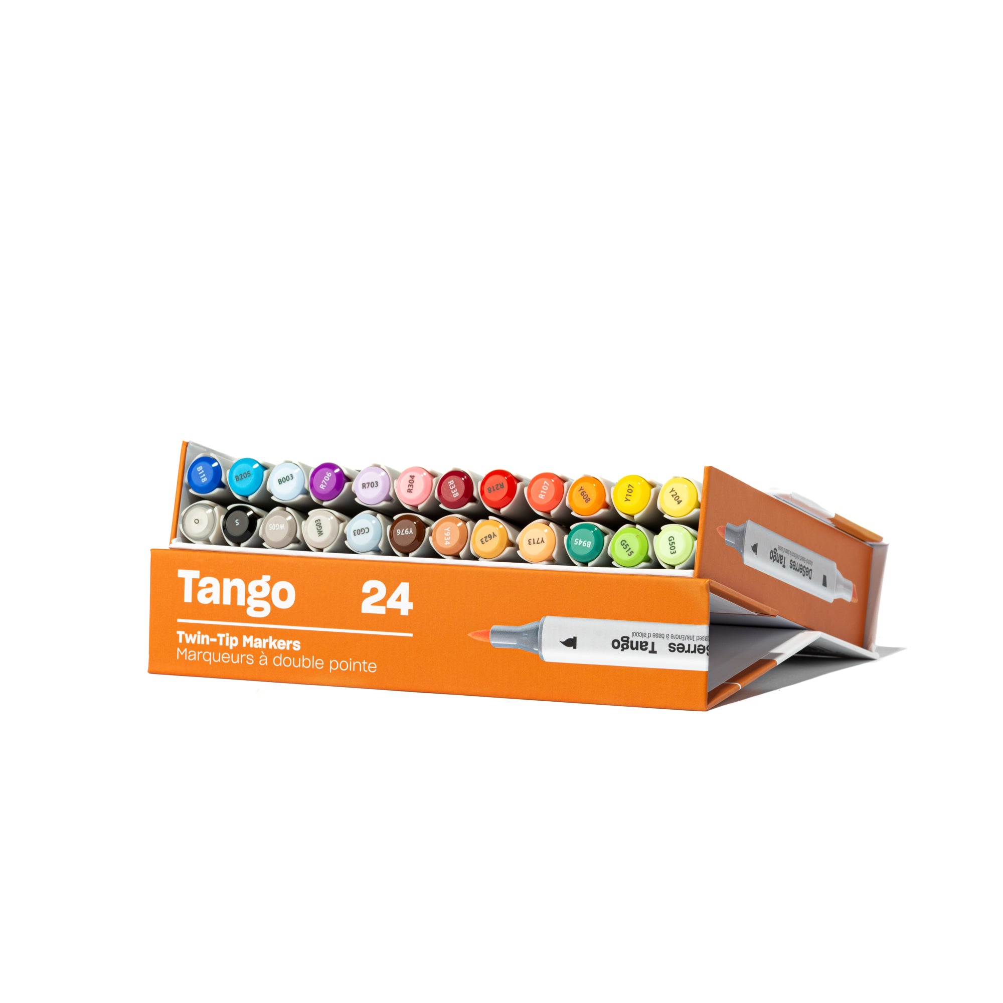 24-Pack Tango Double-Ended Markers Set - Assorted Colors, Chisel and Brush Tips for Creative Art