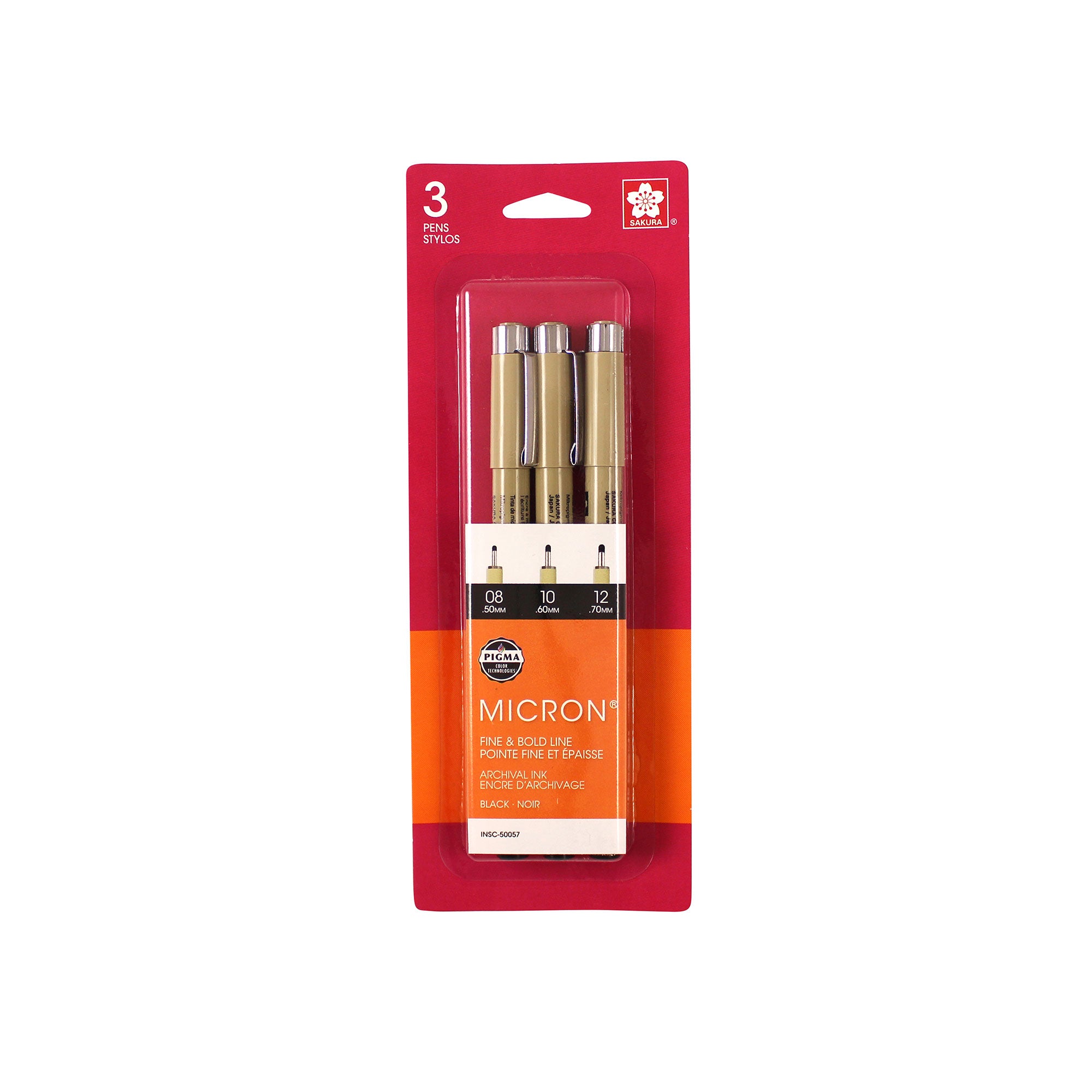 Pigma Micron Pen Trio Pack - Sizes 08, 10 & 12