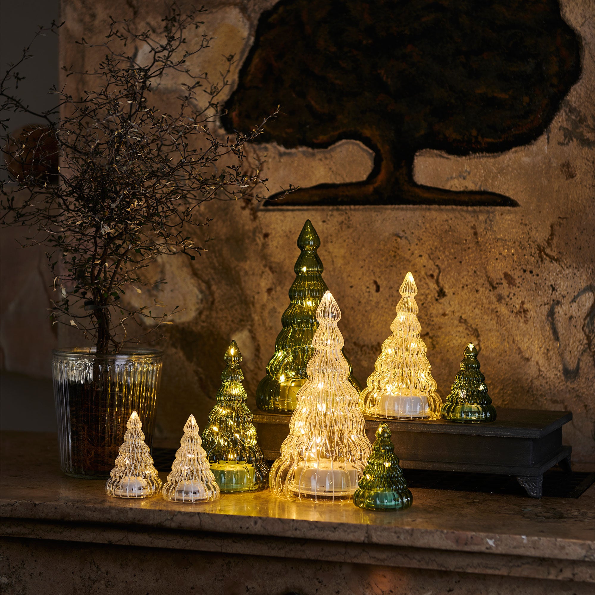 Lucy 2-Piece LED Tree Set - Clear, 9 cm - Create a Magical Holiday Atmosphere!
