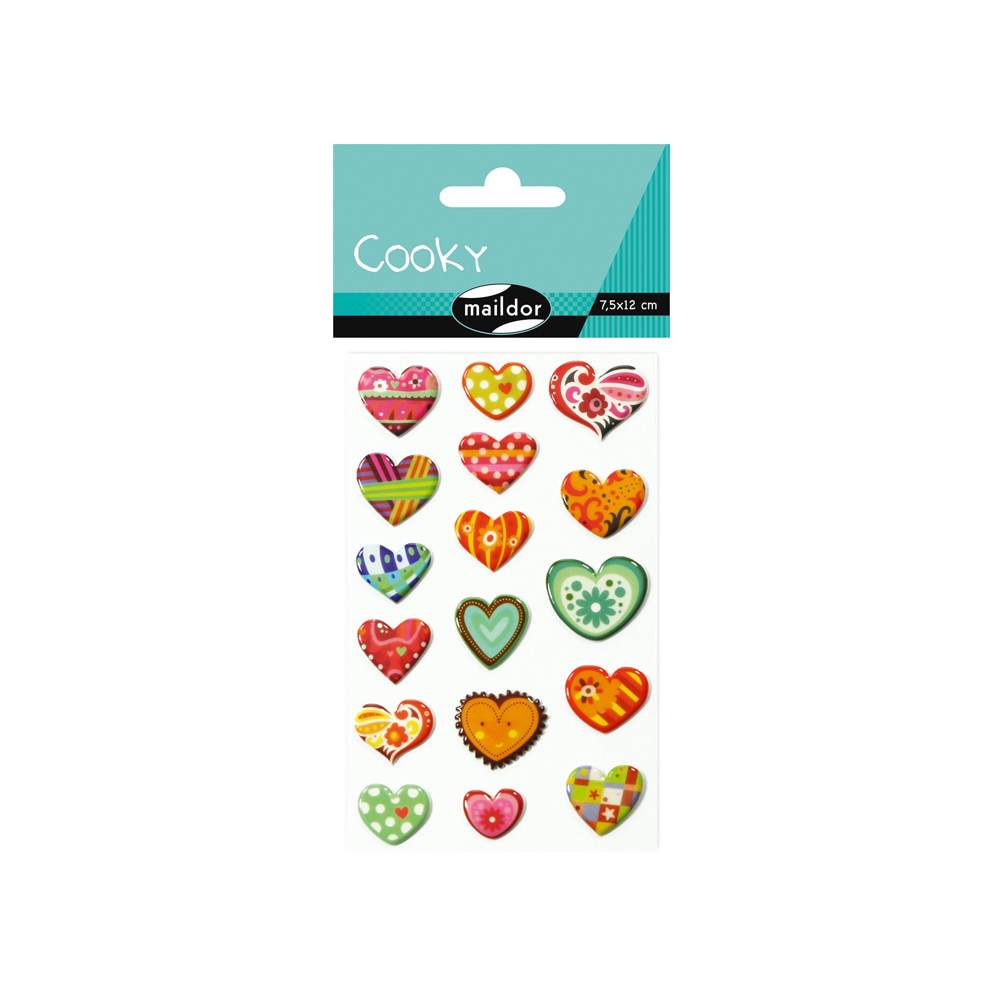 Charming Coloured Hearts Cooky Stickers
