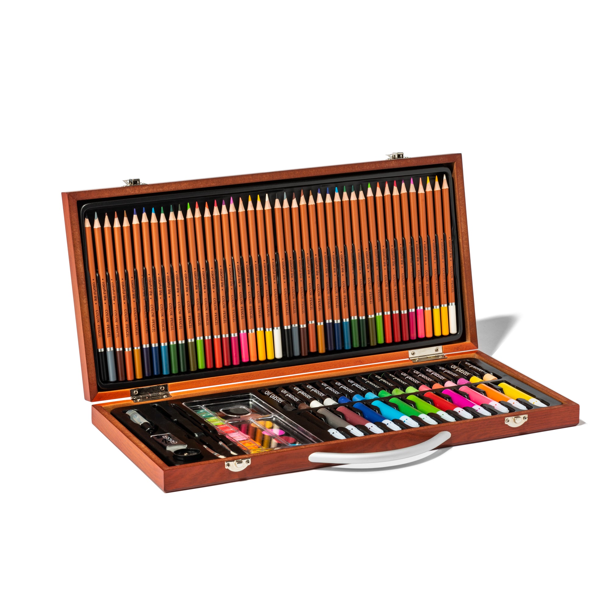 87-Piece Wooden Art Case for Young Artists