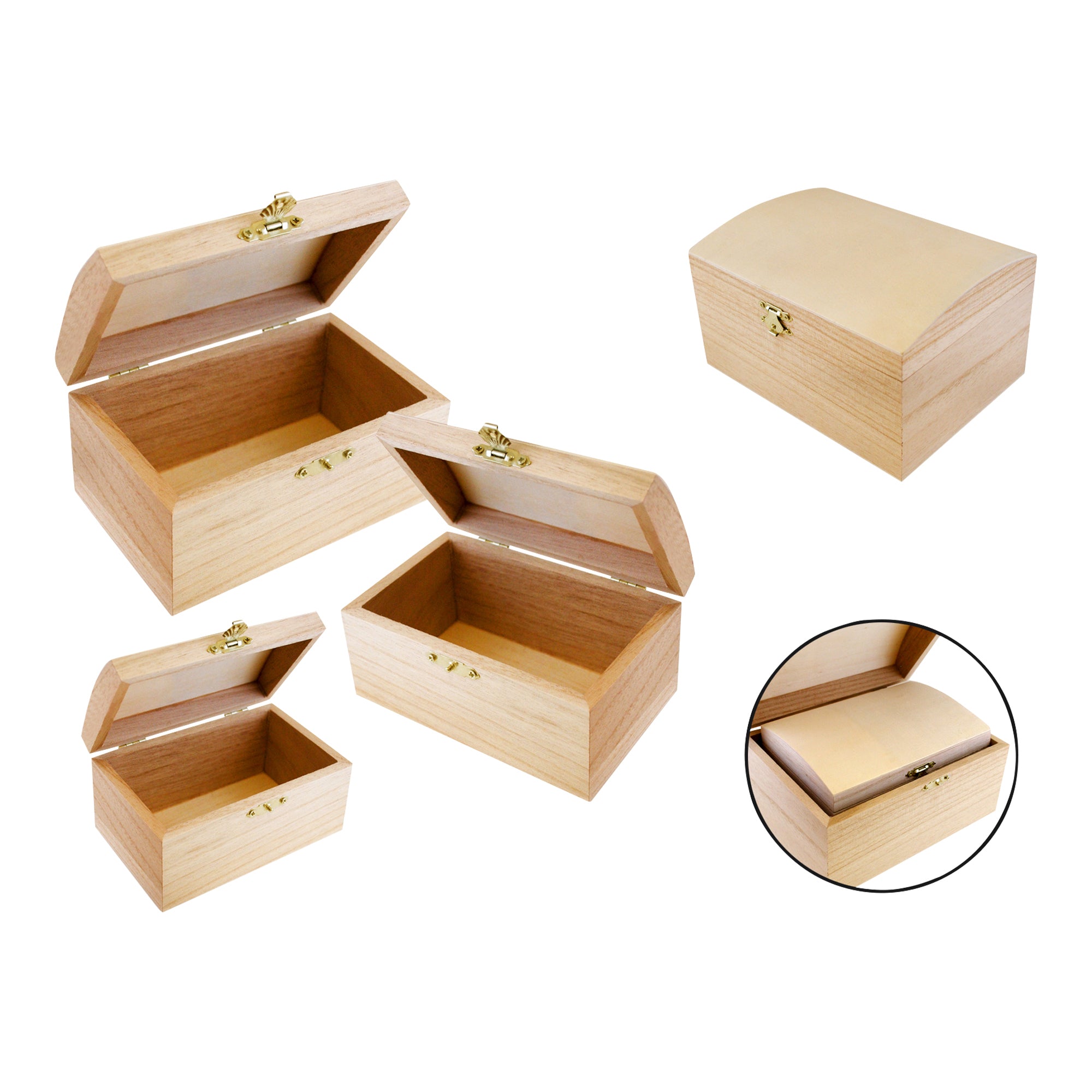 Enchanting 3-Piece Wooden Clasp Treasure Box Set
