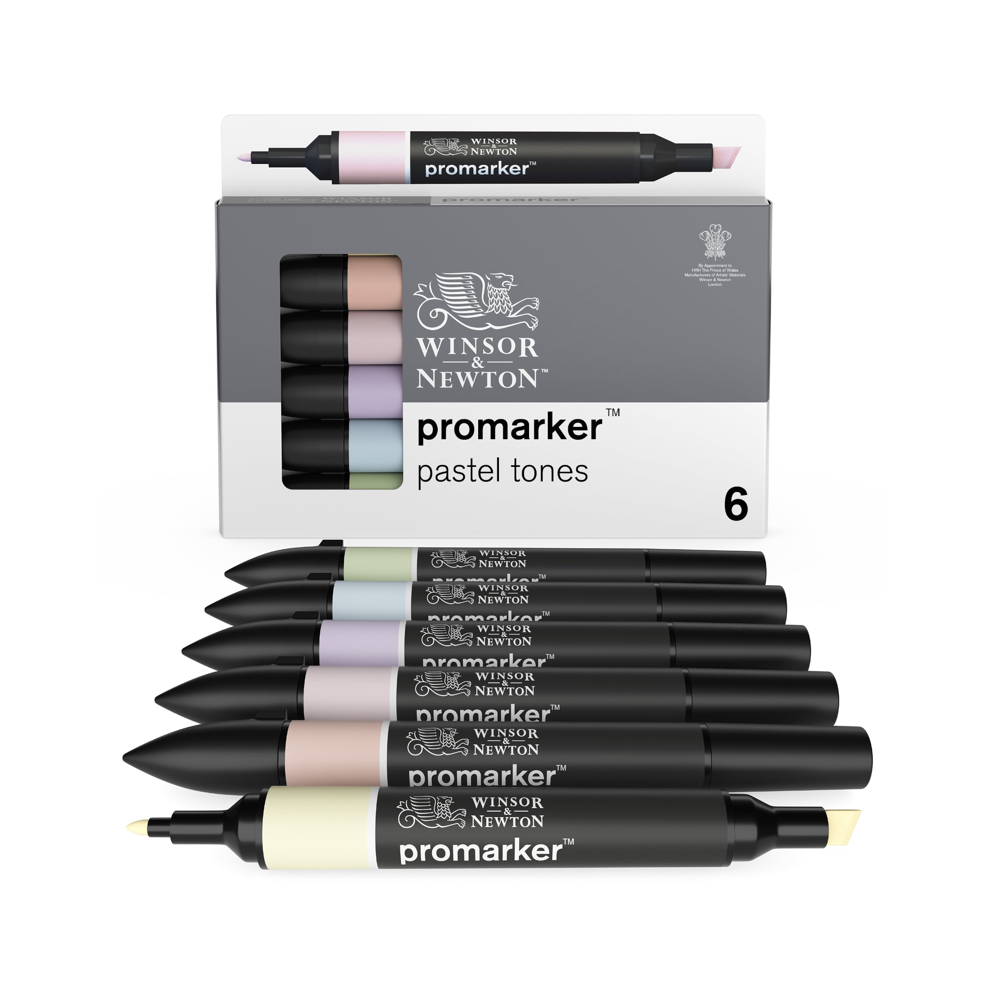 Enchanting 6-Piece Double-Tip Promarker Marker Set in Pastel Tones