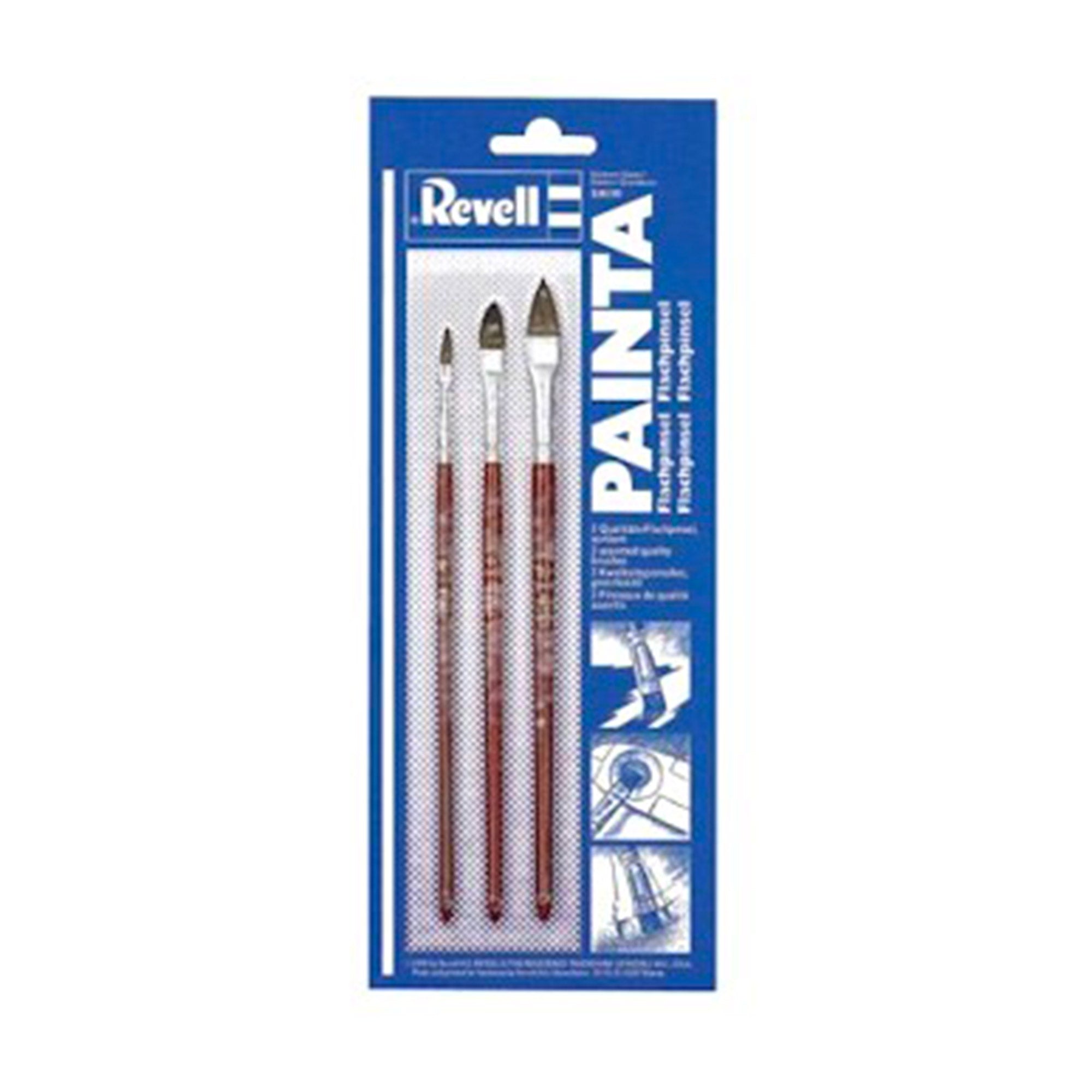 Revell 3-Piece Flat Paintbrush Set - Ideal for Model Building