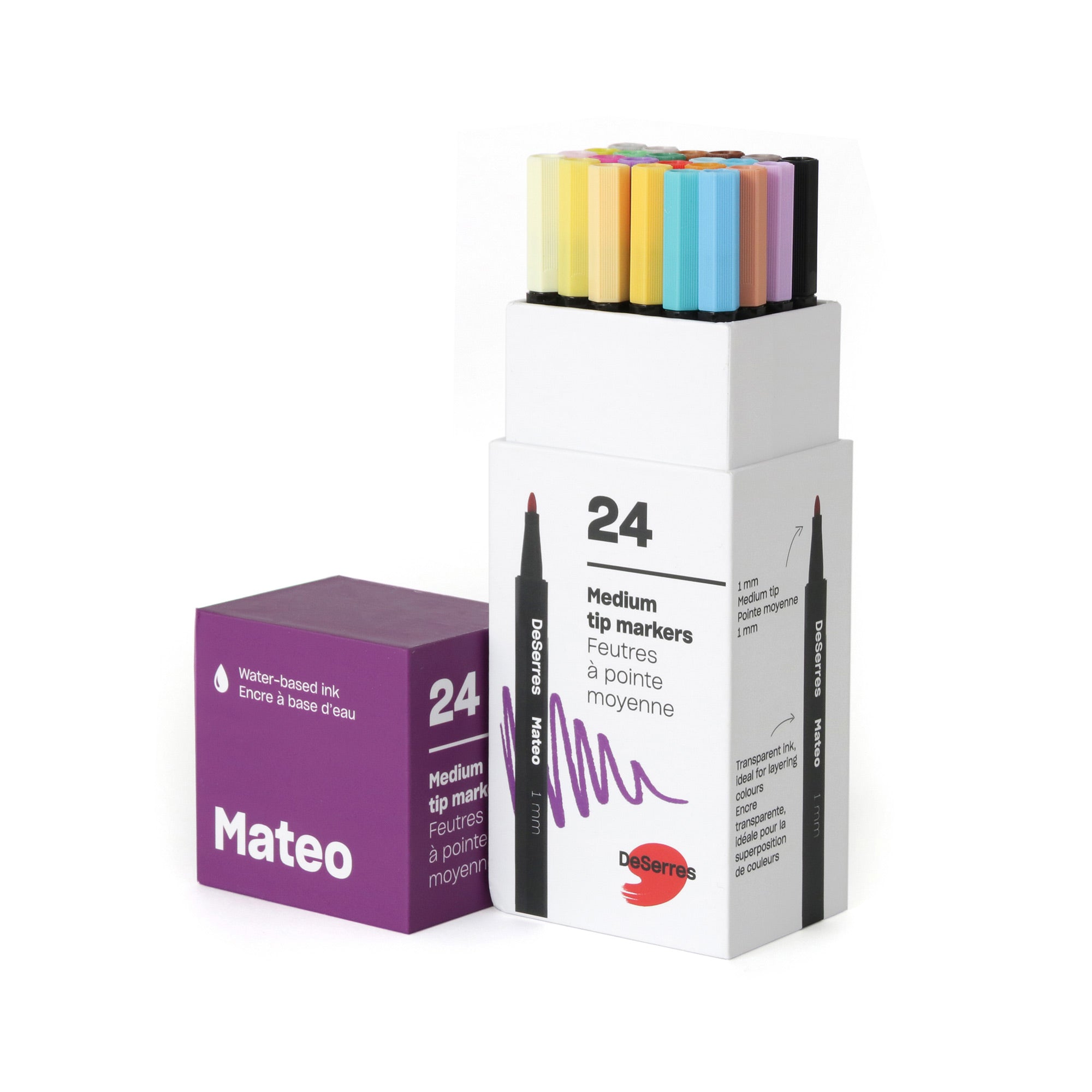 24-Pack Mateo Medium-Tip Markers Set: Assorted Colors for Creative Magic