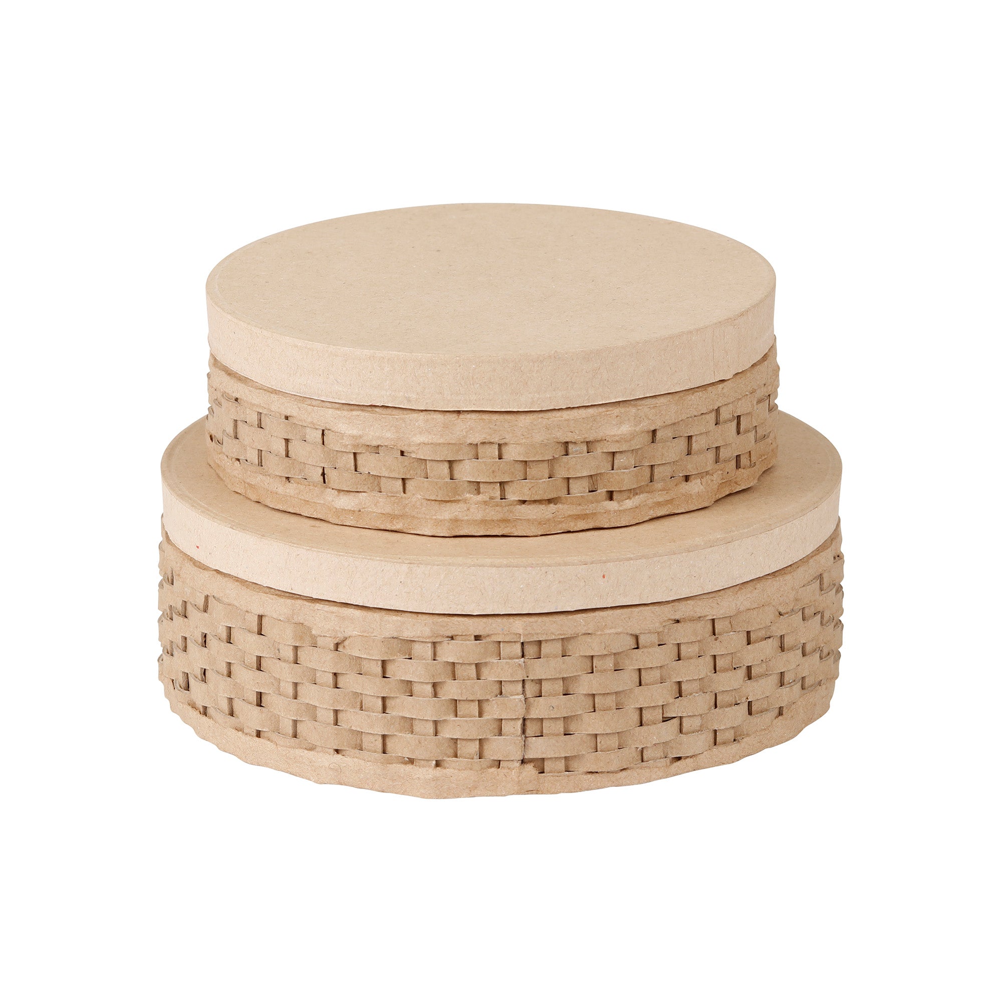 2-Pack Round Papier-Mâché Braided Baskets - Unleash Your Creativity!