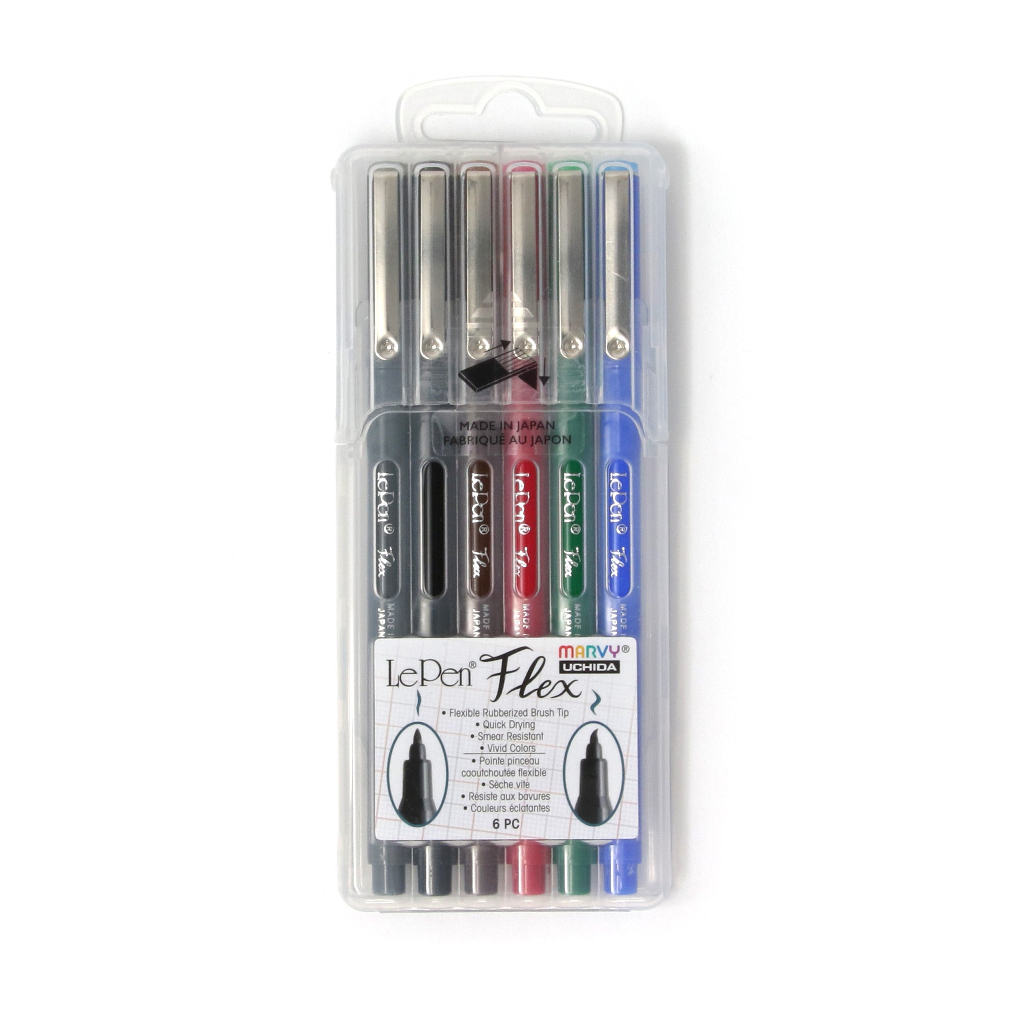 6-Pack Le Pen Flex Markers - Vibrant Primary Colors