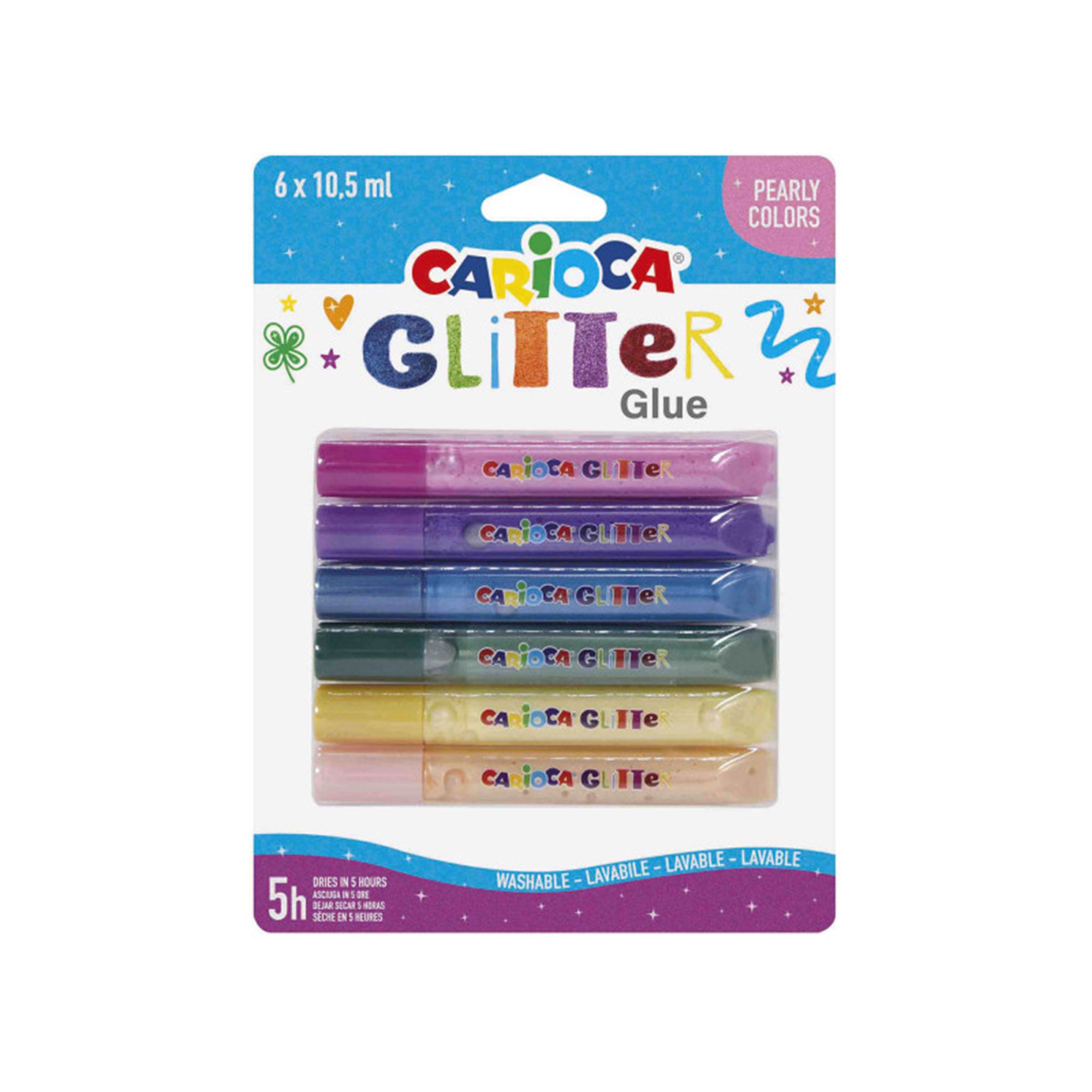 Carioca 6-Pack Glitter Glues - 10.5 ml Each