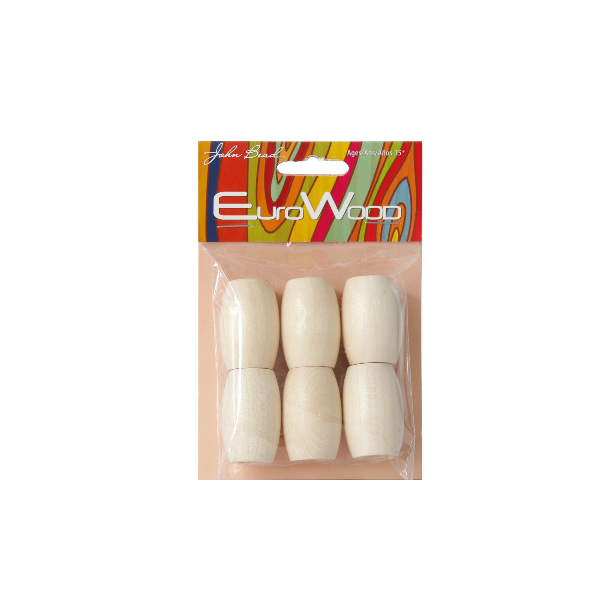 Stunning 6-Pack Neutral Oval Large-Hole Wooden Beads - Unleash Your Creativity!