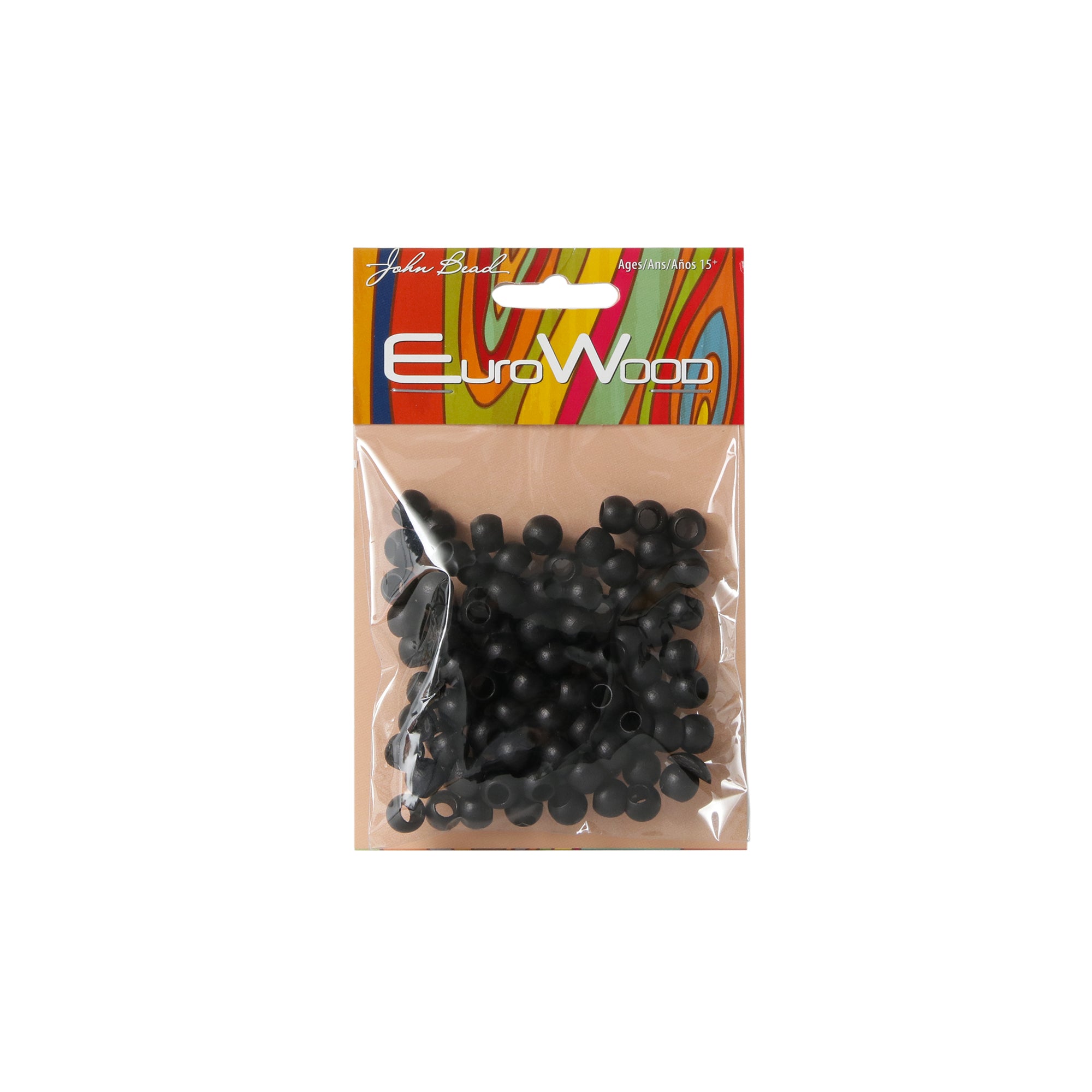 100-Pack Black Round Large-Hole Wooden Beads - Unleash Your Creativity!