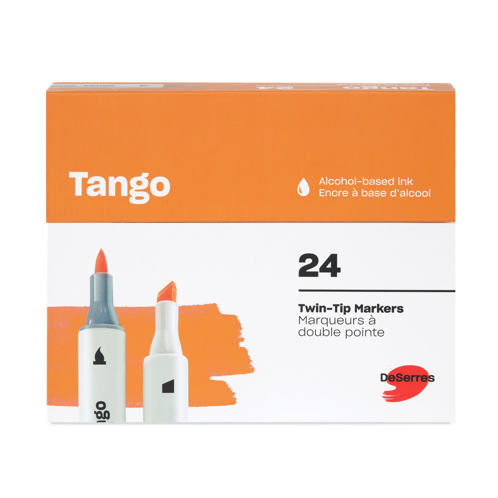24-Pack Tango Double-Ended Markers Set - Assorted Colors, Chisel and Brush Tips for Creative Art