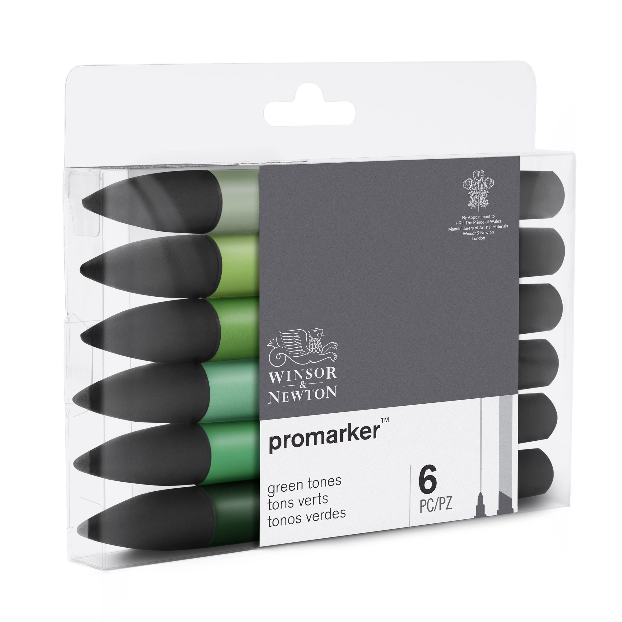 6-Piece Double-Tip Promarker Marker Set - Stunning Green Tones